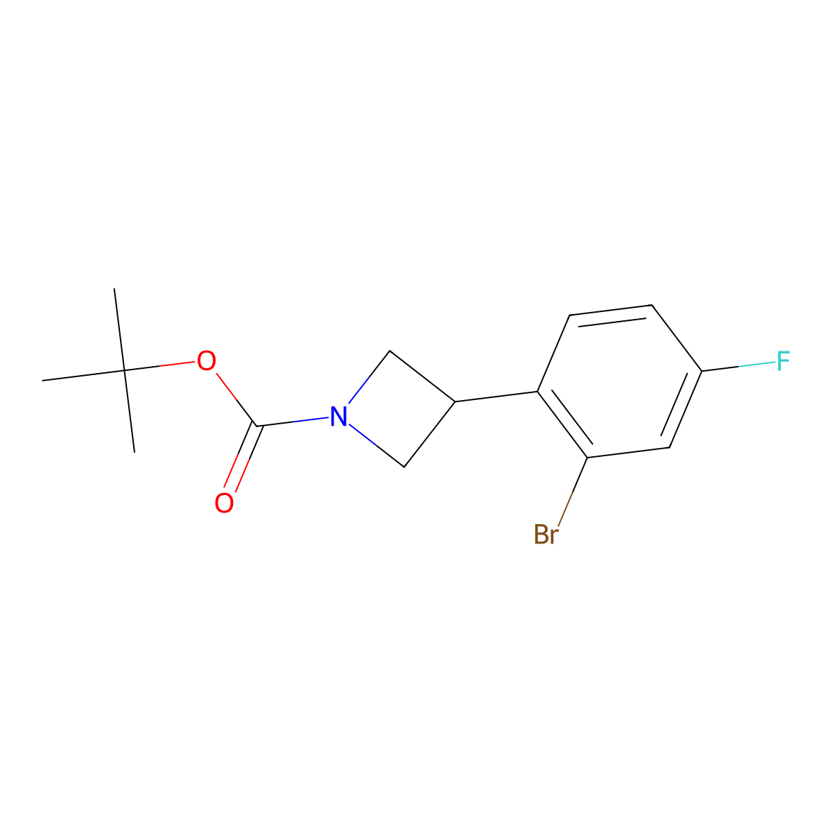 Tert-butyl 3-(2-bromo-4-fluorophenyl)azetidine-1-carboxylate molecular structure, CAS 2222935-17-1