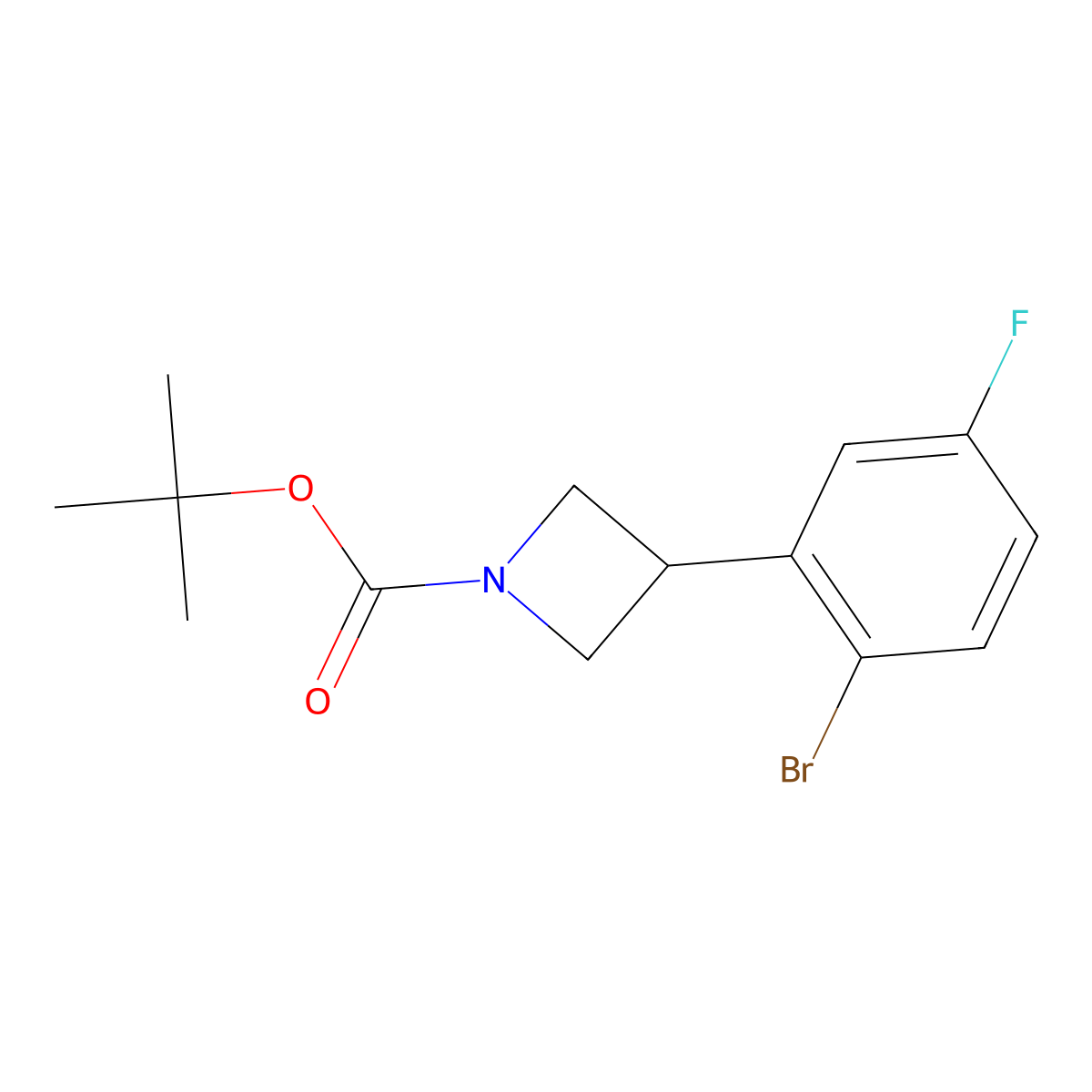 Tert-butyl 3-(2-bromo-5-fluorophenyl)azetidine-1-carboxylate molecular structure, CAS 2222935-19-3