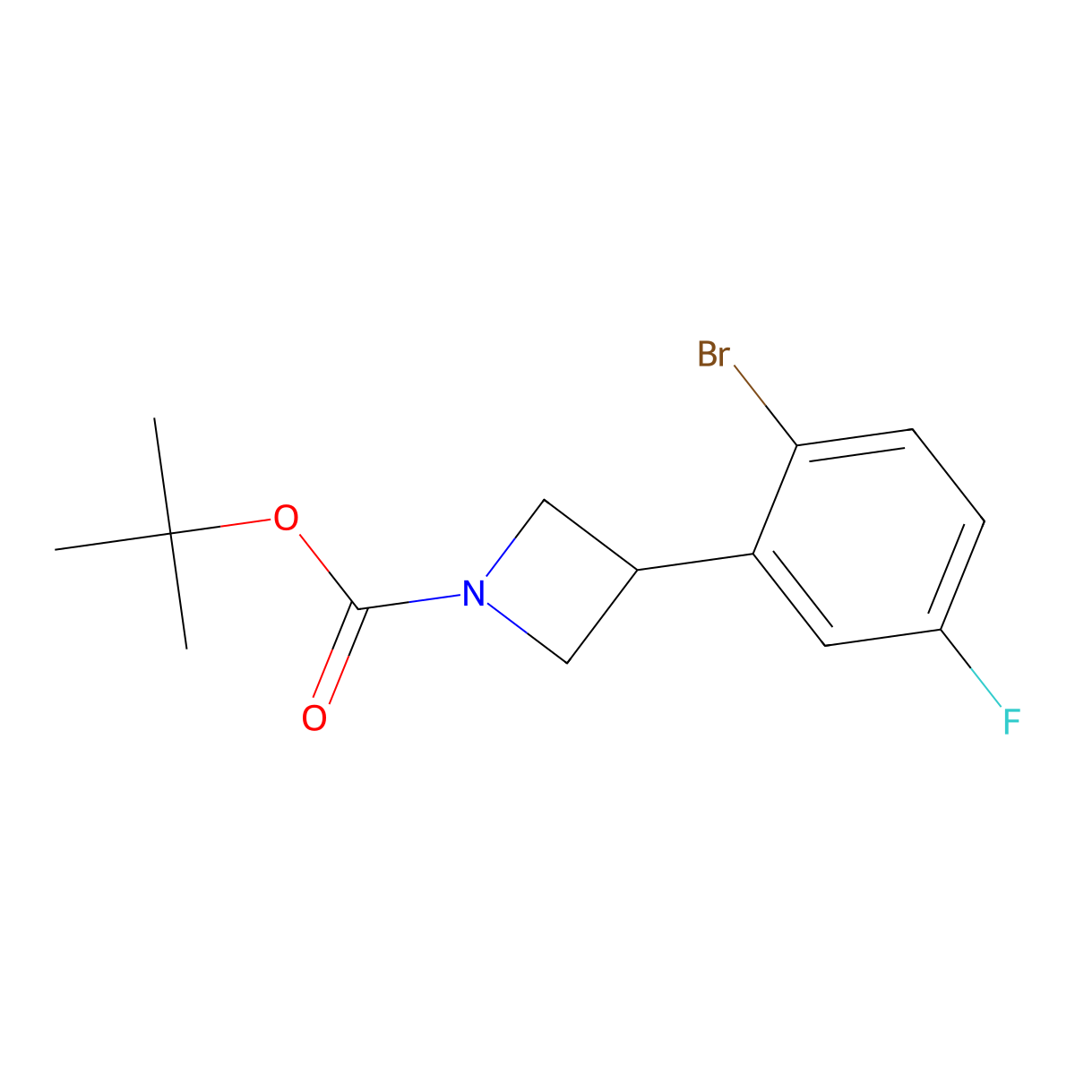 Tert-butyl 3-(2-bromo-5-fluorophenyl)azetidine-1-carboxylate molecular structure, CAS 2222935-19-3