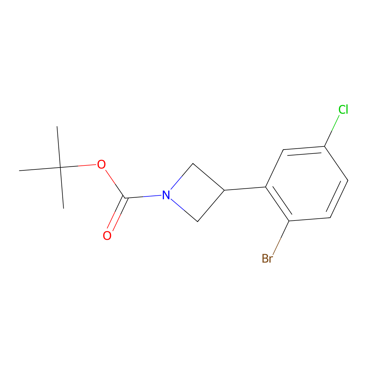 Tert-butyl 3-(2-bromo-5-chlorophenyl)azetidine-1-carboxylate molecular structure, CAS 2222935-24-0