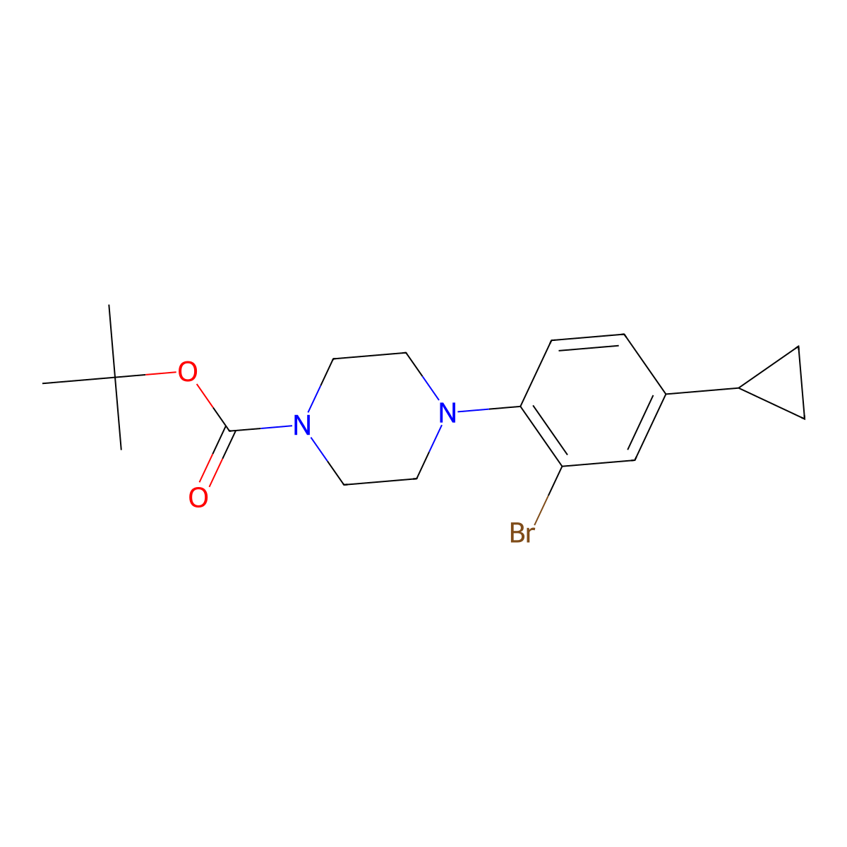 Tert-butyl 4-(2-bromo-4-cyclopropylphenyl)piperazine-1-carboxylate molecular structure, CAS 2222935-25-1