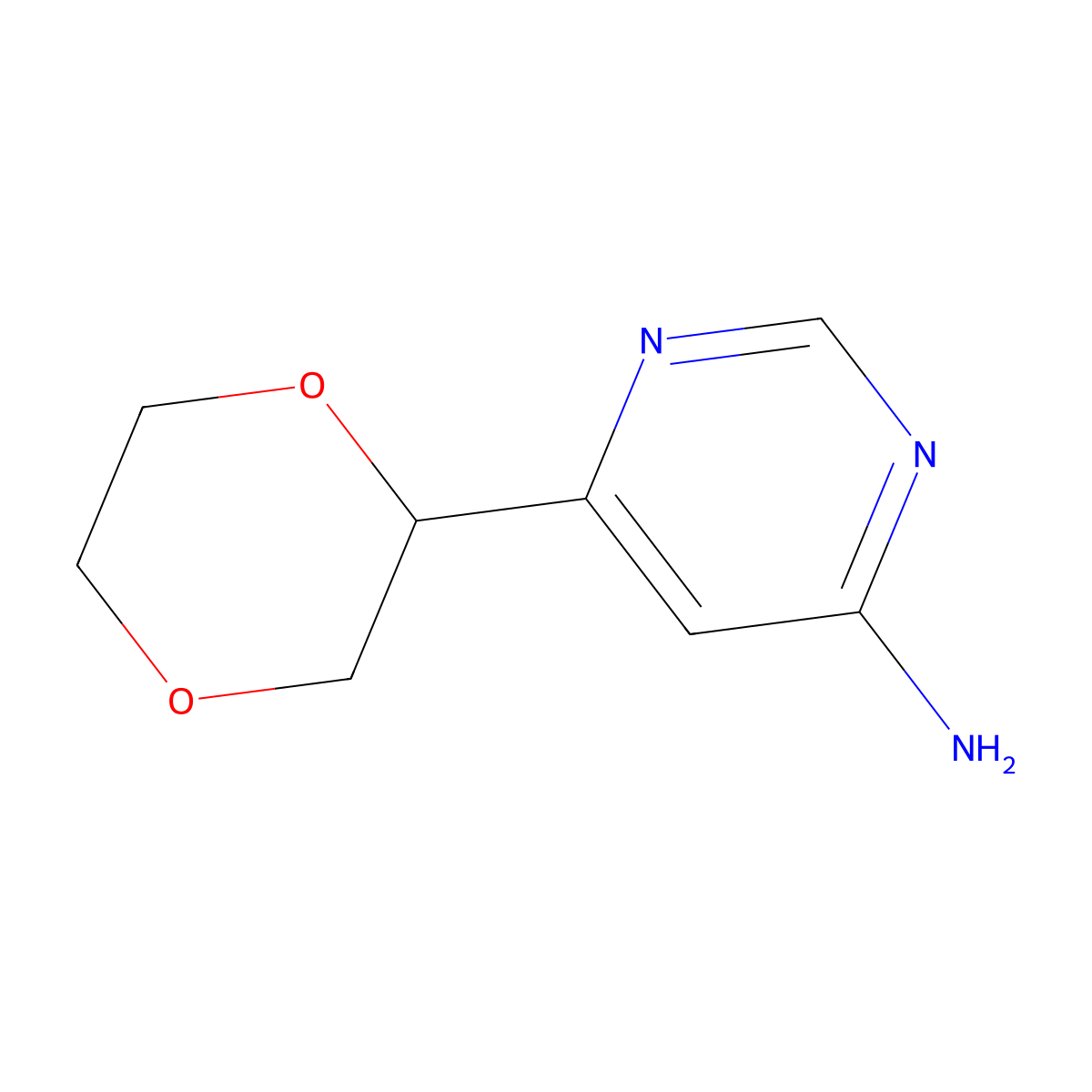 6-(1,4-Dioxan-2-yl)pyrimidin-4-amine molecular structure, CAS 2222935-26-2