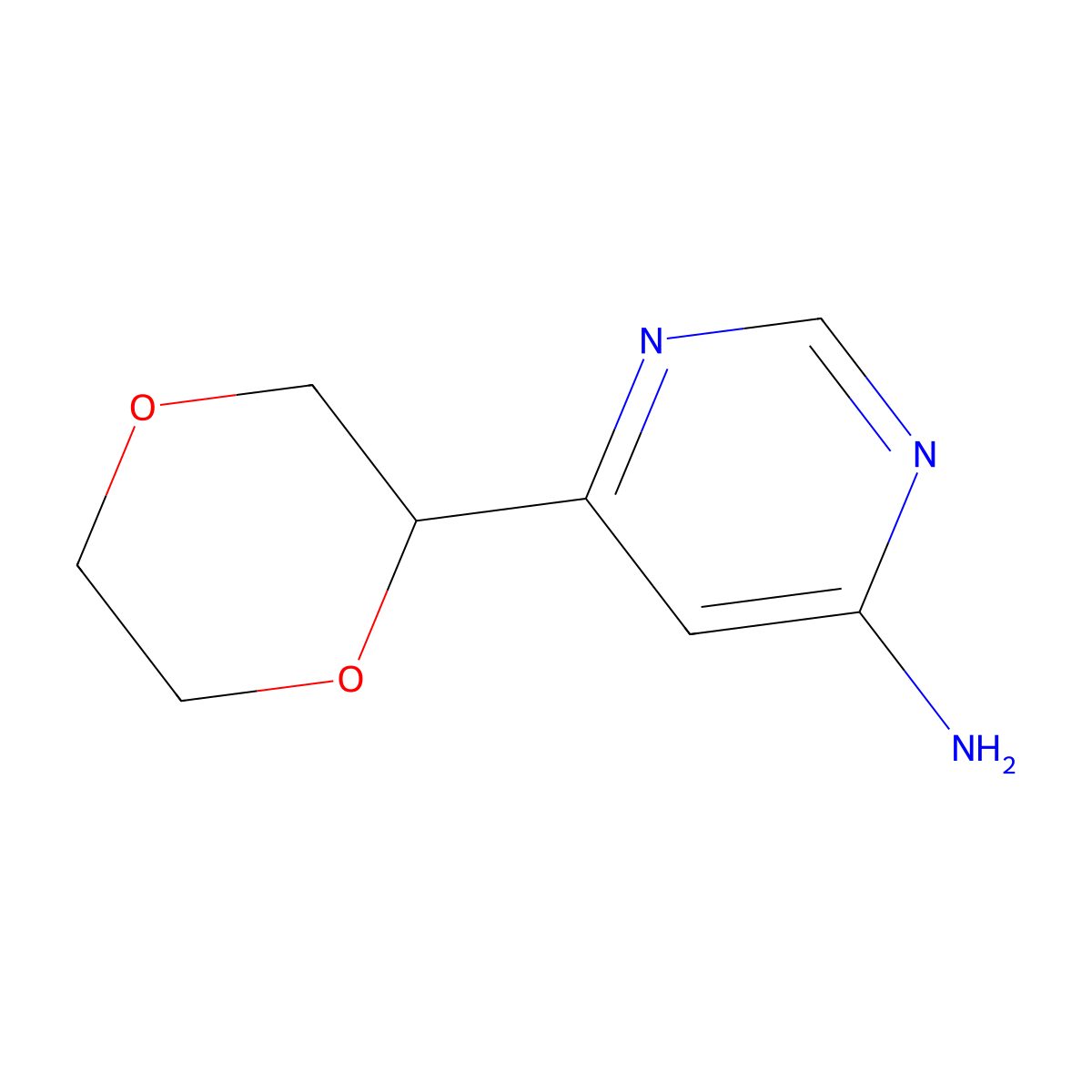 6-(1,4-Dioxan-2-yl)pyrimidin-4-amine molecular structure, CAS 2222935-26-2