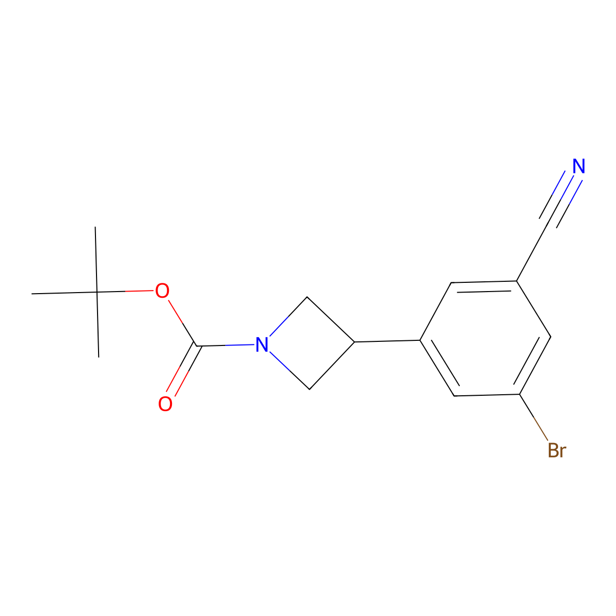 Tert-butyl 3-(3-bromo-5-cyanophenyl)azetidine-1-carboxylate molecular structure, CAS 2222935-27-3