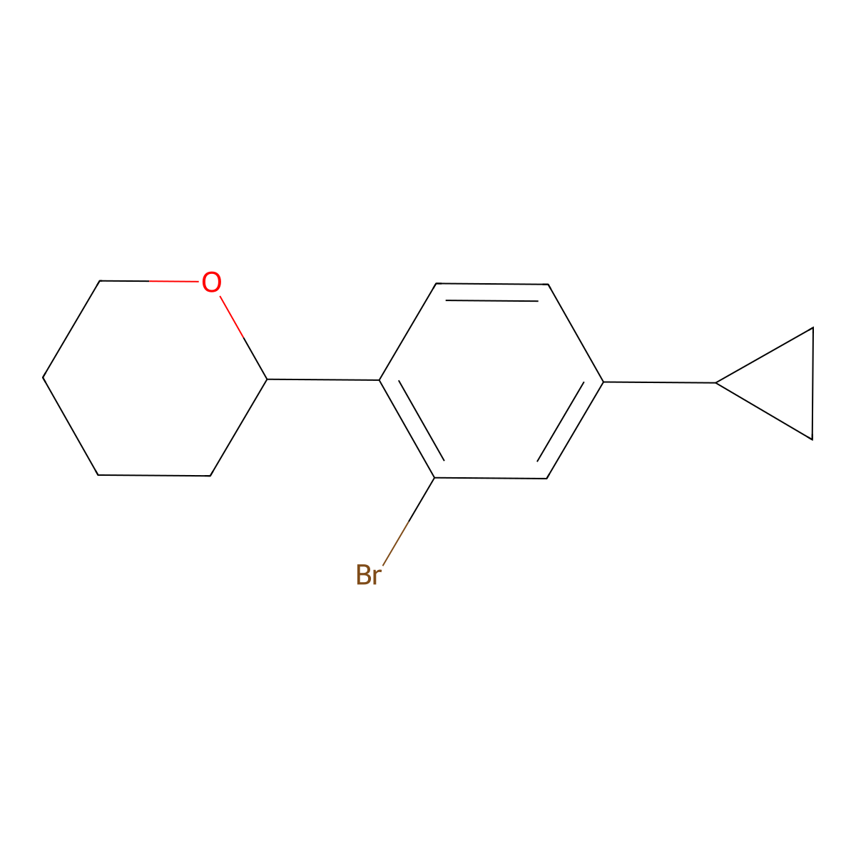 2-(2-bromo-4-cyclopropylphenyl)tetrahydro-2H-pyran molecular structure, CAS 2222935-28-4