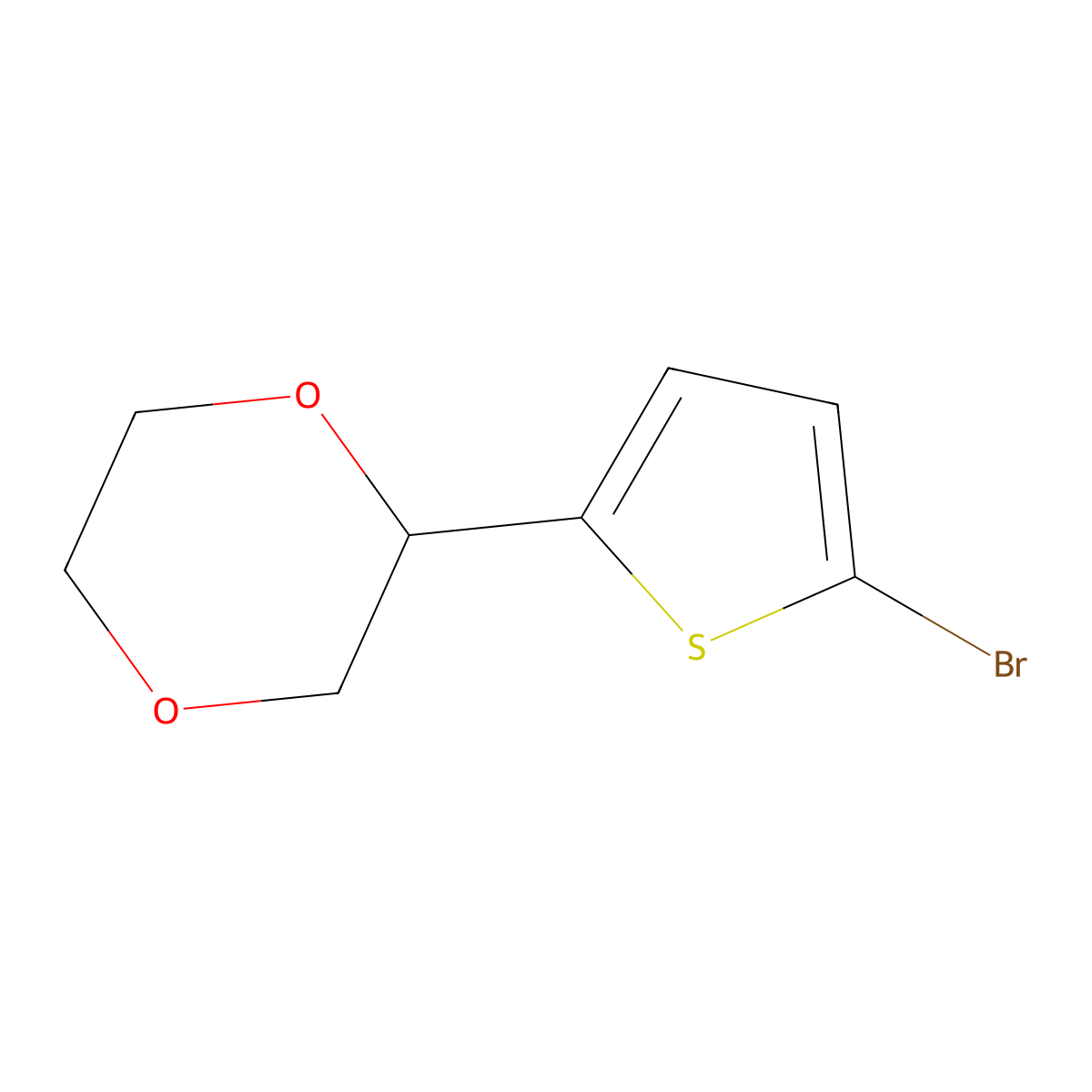 2-(5-Bromothiophen-2-yl)-1,4-dioxane molecular structure, CAS 2222935-29-5