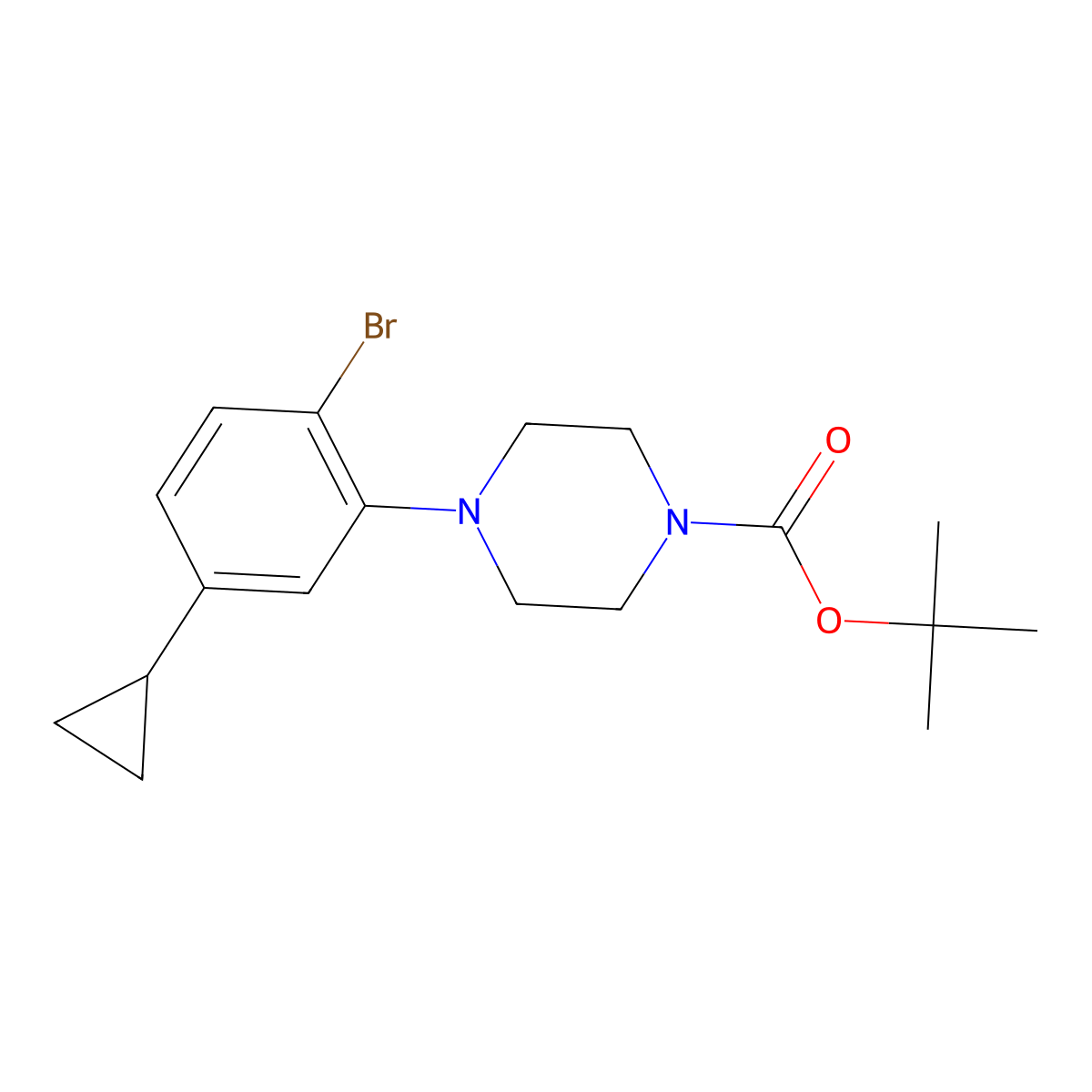 Tert-butyl 4-(2-bromo-5-cyclopropylphenyl)piperazine-1-carboxylate molecular structure, CAS 2222935-33-1