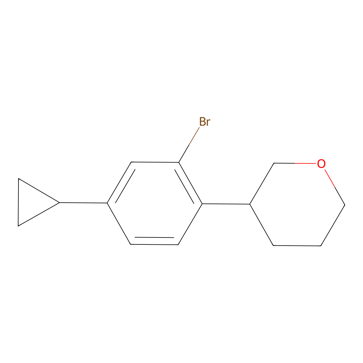 3-(2-bromo-4-cyclopropylphenyl)tetrahydro-2H-pyran molecular structure, CAS 2222935-36-4