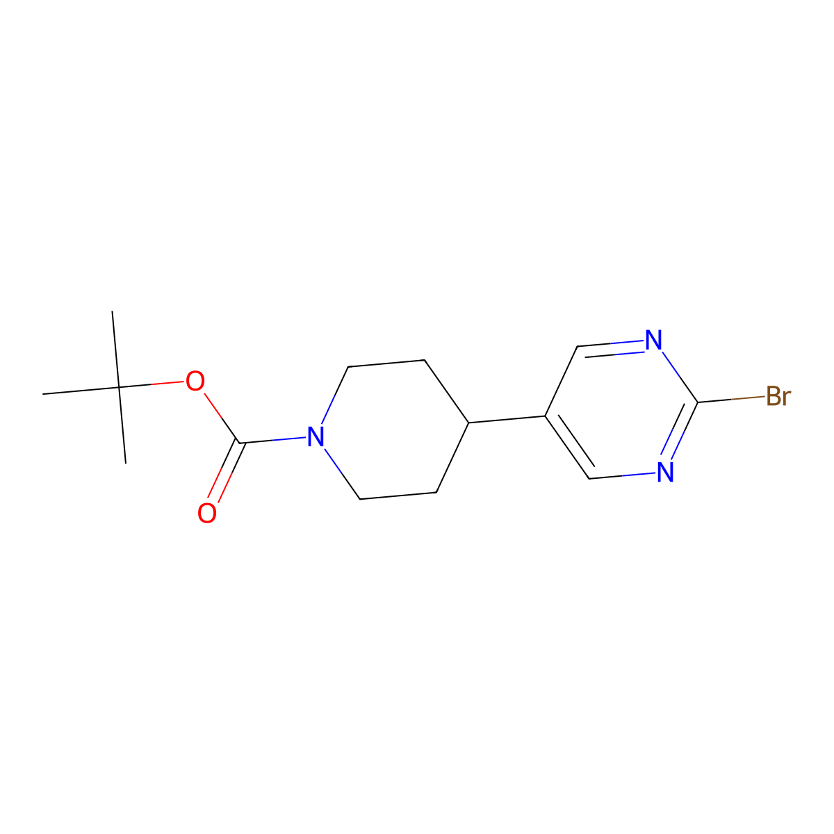 Tert-butyl 4-(2-bromopyrimidin-5-yl)piperidine-1-carboxylate molecular structure, CAS 2222935-37-5