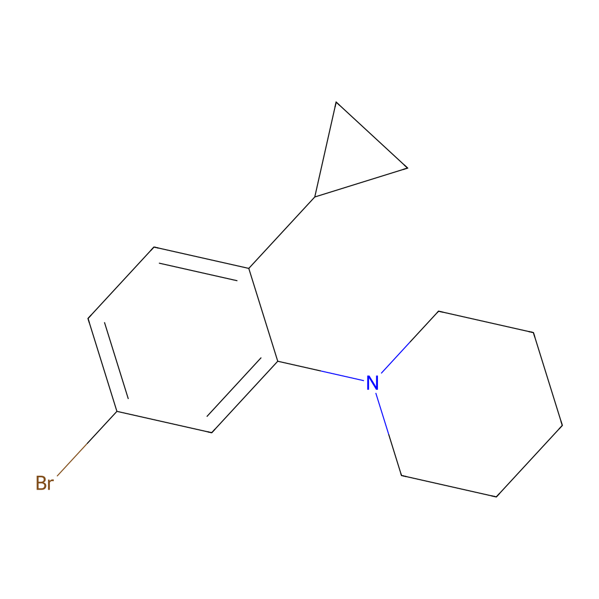 1-(5-Bromo-2-cyclopropylphenyl)piperidine molecular structure, CAS 2222935-39-7