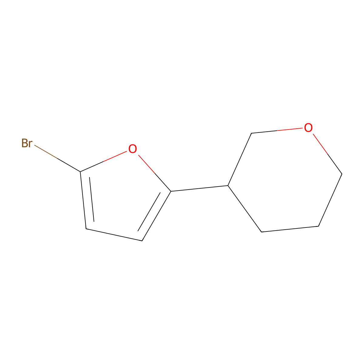 3-(5-bromofuran-2-yl)tetrahydro-2H-pyran molecular structure, CAS 2222935-40-0