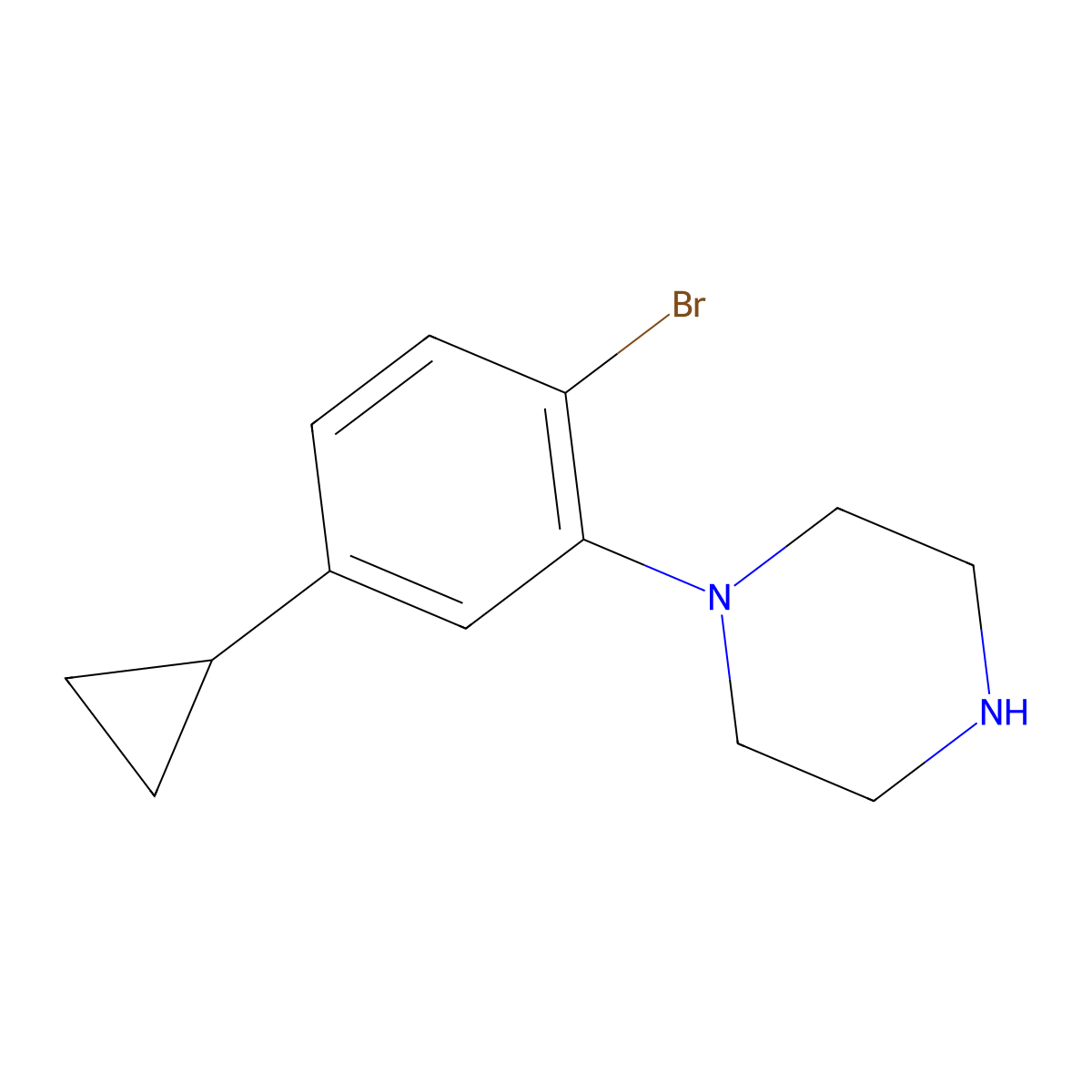 1-(2-Bromo-5-cyclopropylphenyl)piperazine molecular structure, CAS 2222935-42-2