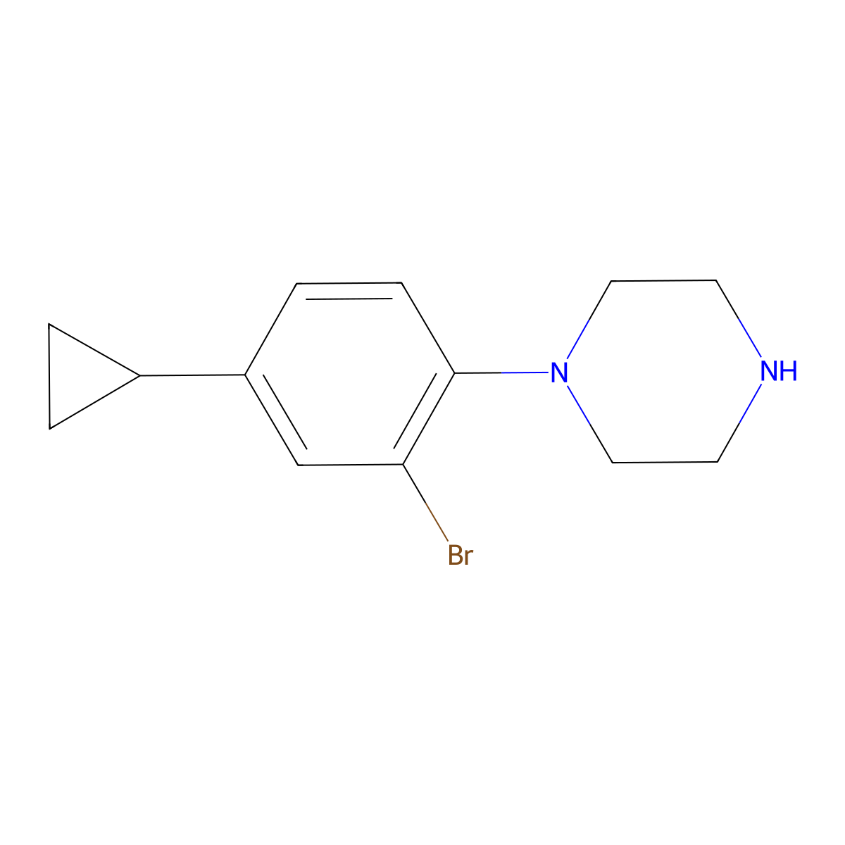 1-(2-Bromo-4-cyclopropylphenyl)piperazine molecular structure, CAS 2222935-44-4