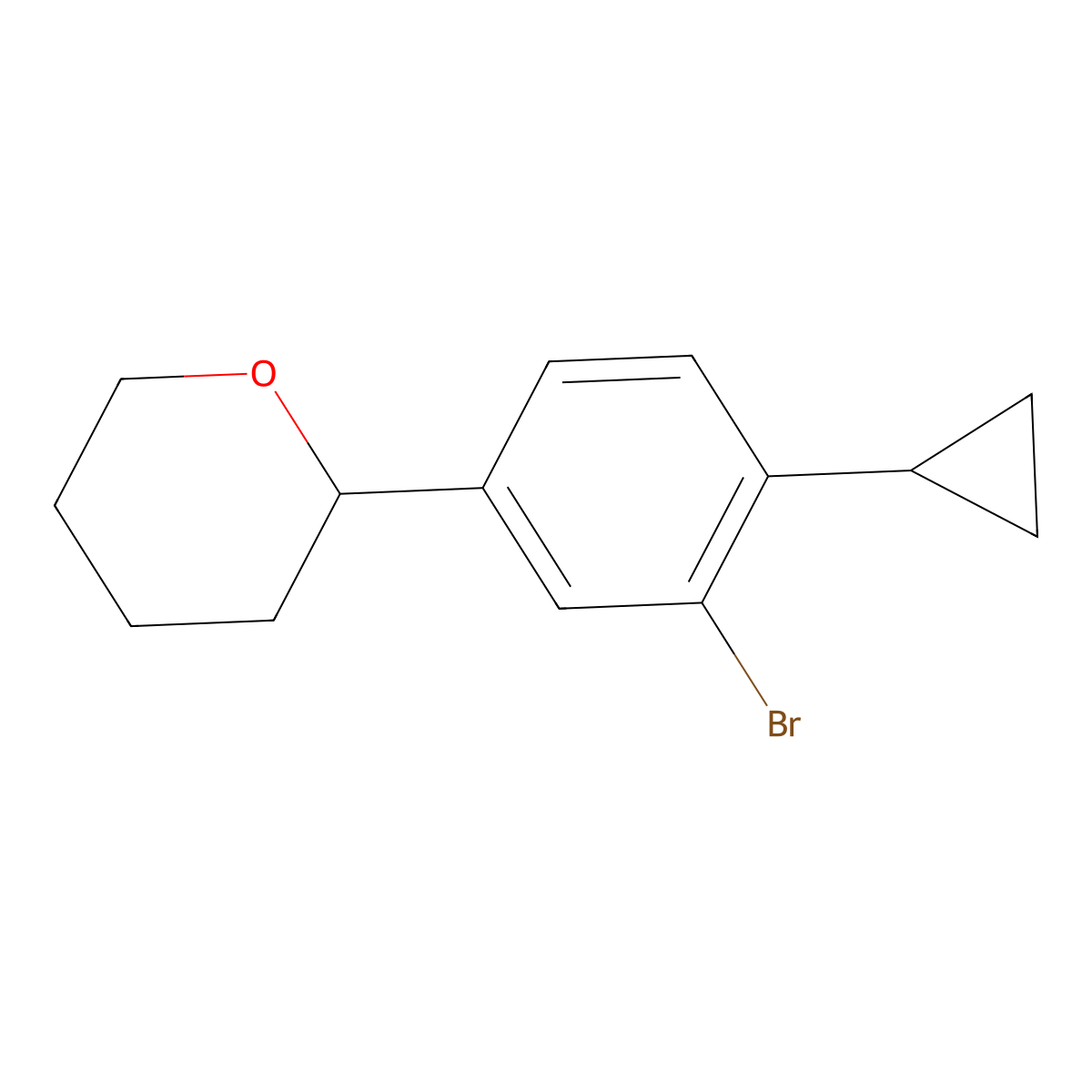 2-(3-bromo-4-cyclopropylphenyl)tetrahydro-2H-pyran molecular structure, CAS 2222935-45-5