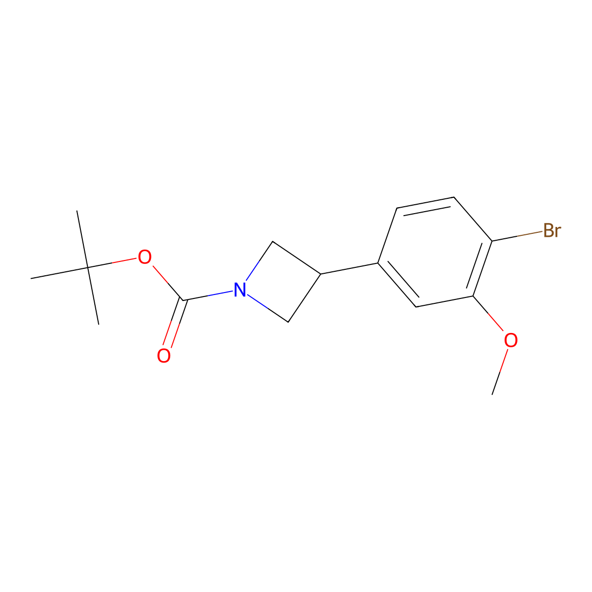 Tert-butyl 3-(4-bromo-3-methoxyphenyl)azetidine-1-carboxylate molecular structure, CAS 2222935-69-3