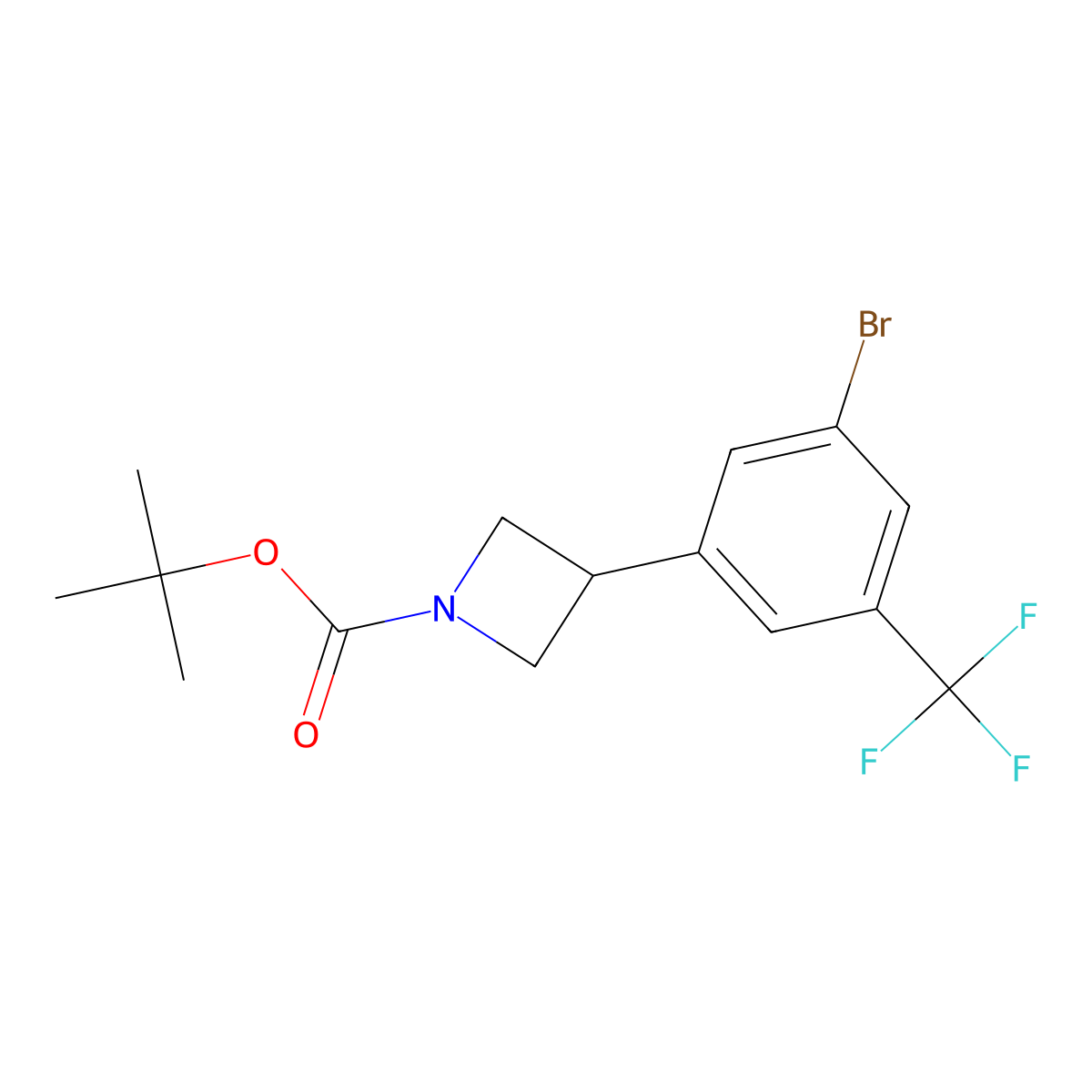 Tert-butyl 3-(3-bromo-5-(trifluoromethyl)phenyl)azetidine-1-carboxylate molecular structure, CAS 2222935-71-7