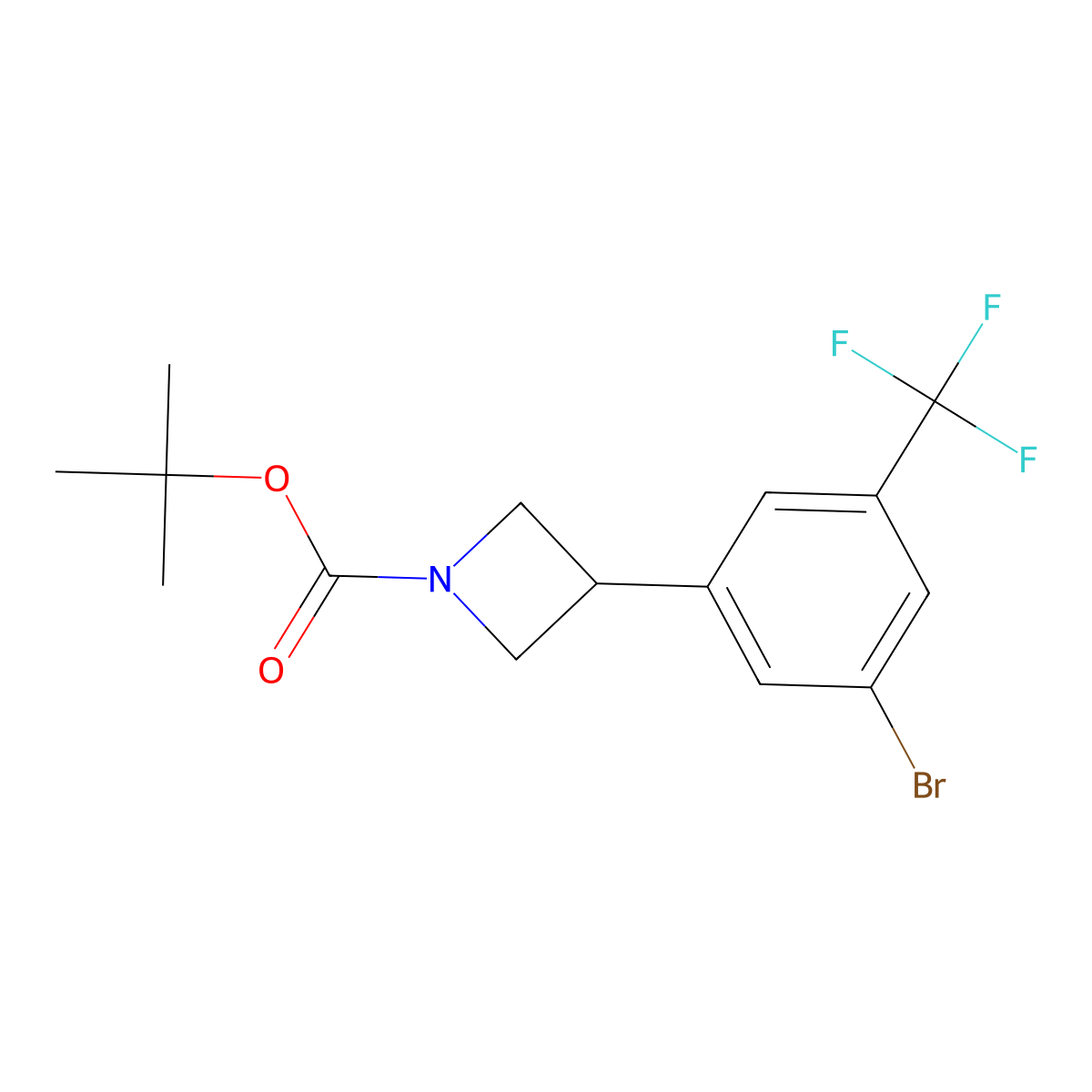 Tert-butyl 3-(3-bromo-5-(trifluoromethyl)phenyl)azetidine-1-carboxylate molecular structure, CAS 2222935-71-7