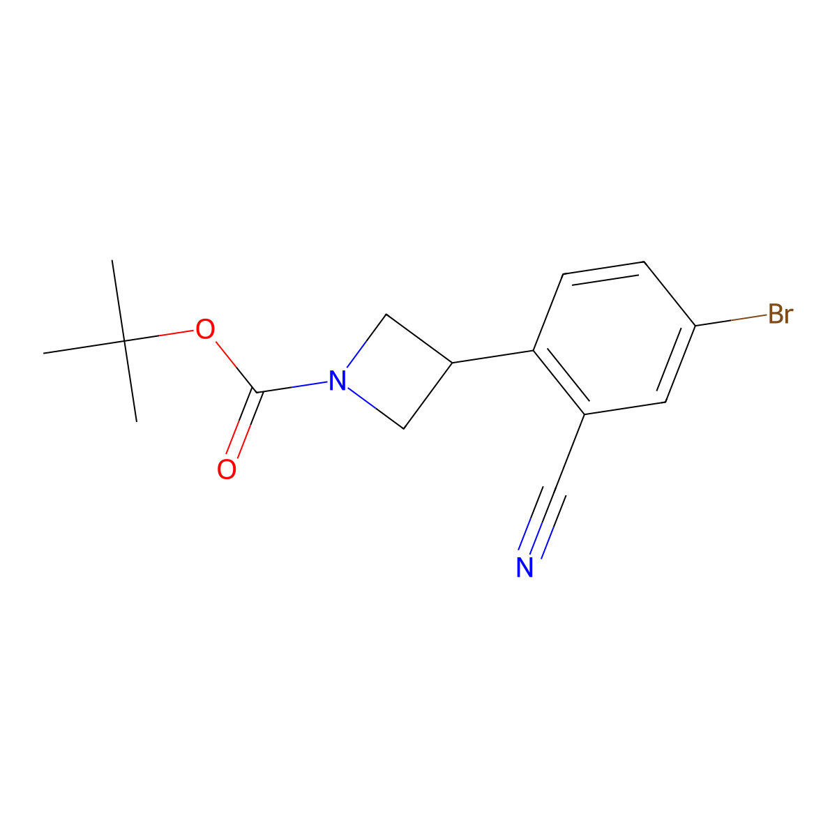 Tert-butyl 3-(4-bromo-2-cyanophenyl)azetidine-1-carboxylate molecular structure, CAS 2222935-72-8