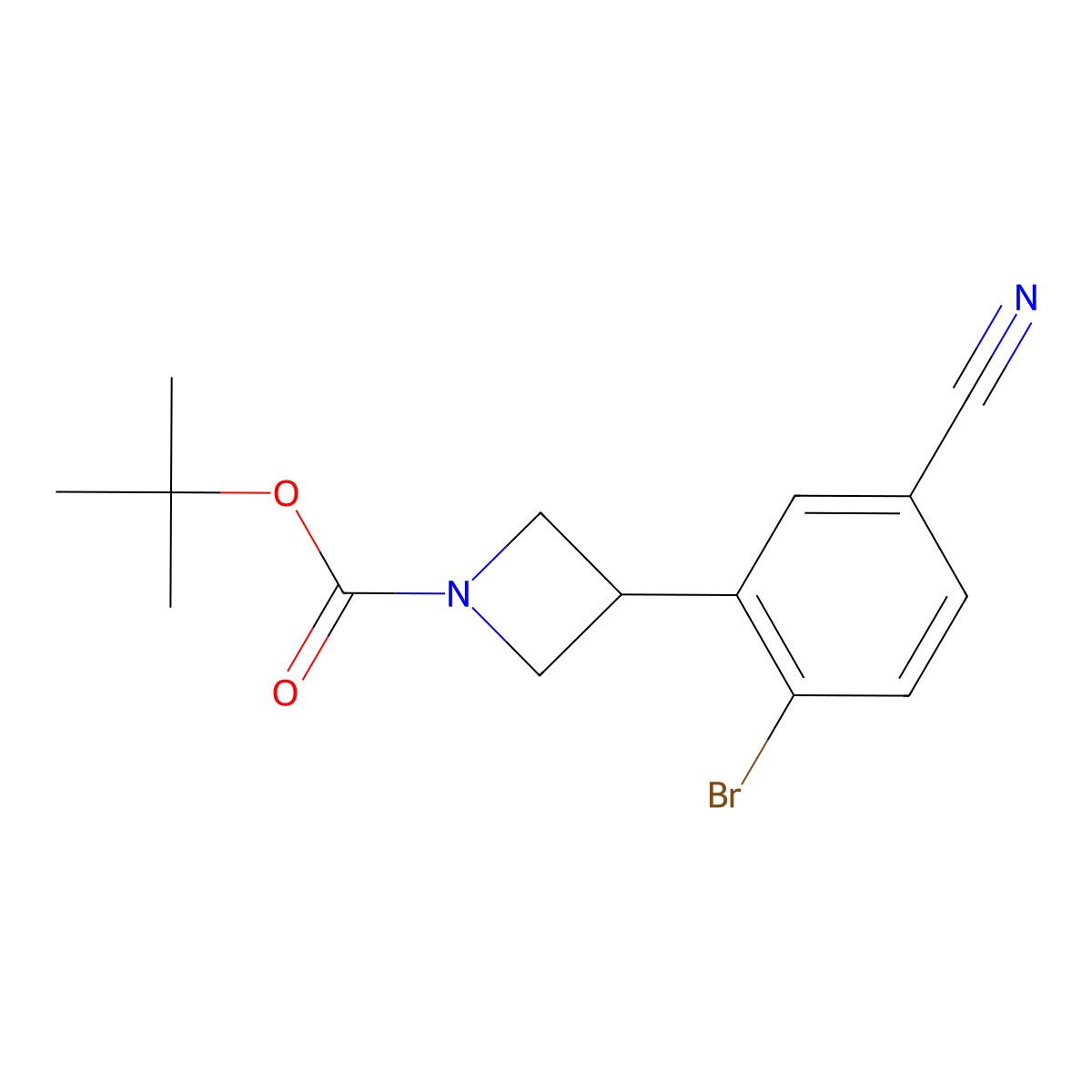 Tert-butyl 3-(2-bromo-5-cyanophenyl)azetidine-1-carboxylate molecular structure, CAS 2222935-77-3
