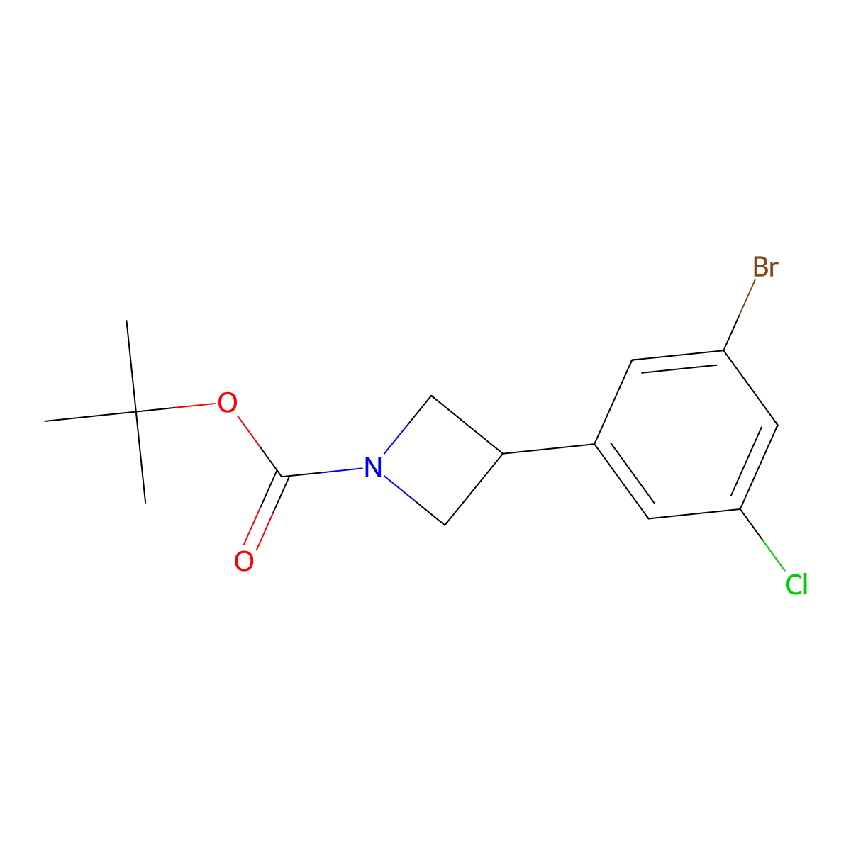 Tert-butyl 3-(3-bromo-5-chlorophenyl)azetidine-1-carboxylate molecular structure, CAS 2222937-12-2