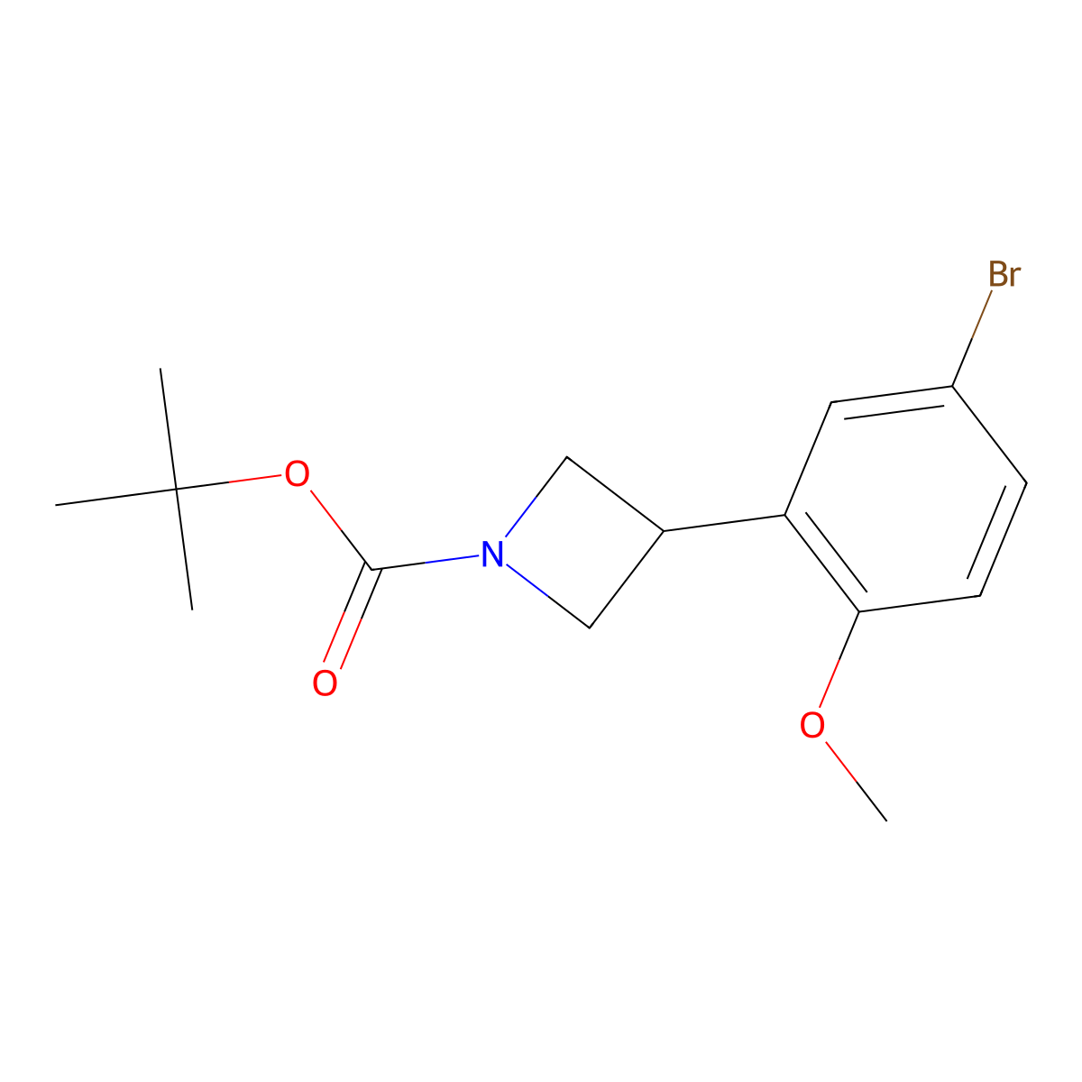 Tert-butyl 3-(5-bromo-2-methoxyphenyl)azetidine-1-carboxylate molecular structure, CAS 2222937-13-3