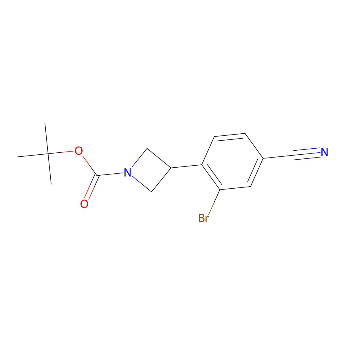 Tert-butyl 3-(2-bromo-4-cyanophenyl)azetidine-1-carboxylate molecular structure, CAS 2222937-16-6