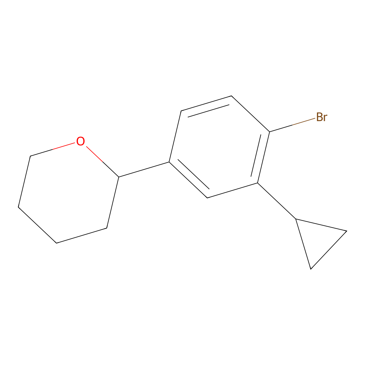 2-(4-bromo-3-cyclopropylphenyl)tetrahydro-2H-pyran molecular structure, CAS 2222937-18-8