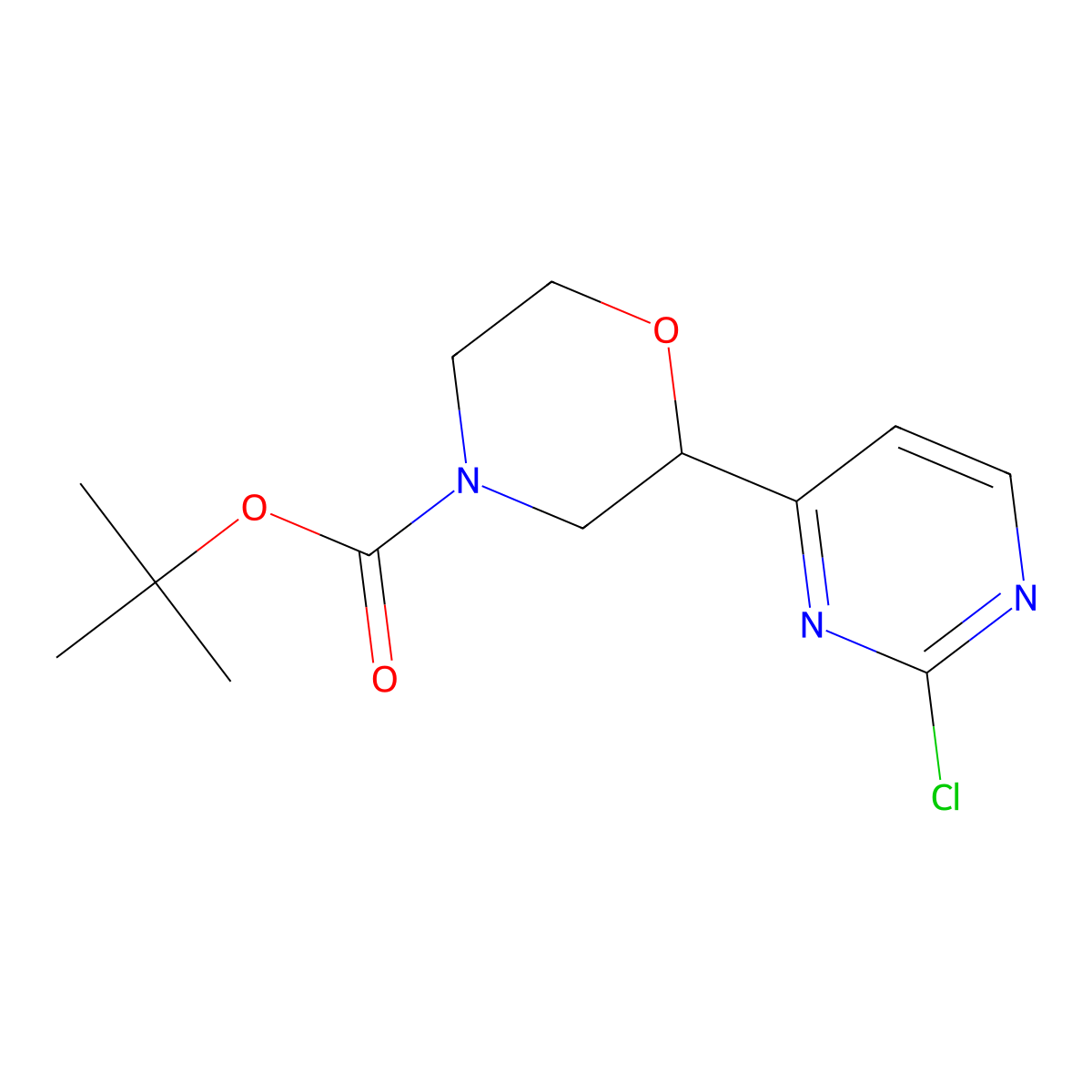 Tert-butyl 2-(2-chloropyrimidin-4-yl)morpholine-4-carboxylate molecular structure, CAS 2222937-19-9