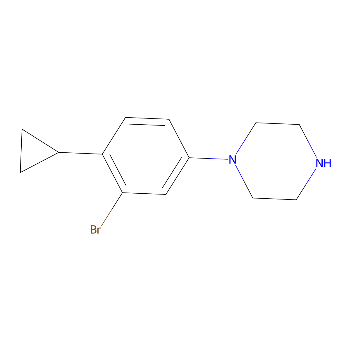 1-(3-Bromo-4-cyclopropylphenyl)piperazine molecular structure, CAS 2222937-20-2