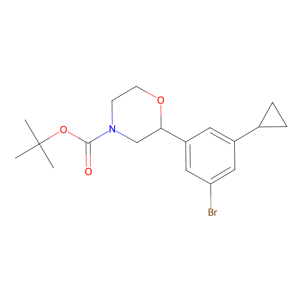 Tert-butyl 2-(3-bromo-5-cyclopropylphenyl)morpholine-4-carboxylate molecular structure, CAS 2222937-21-3