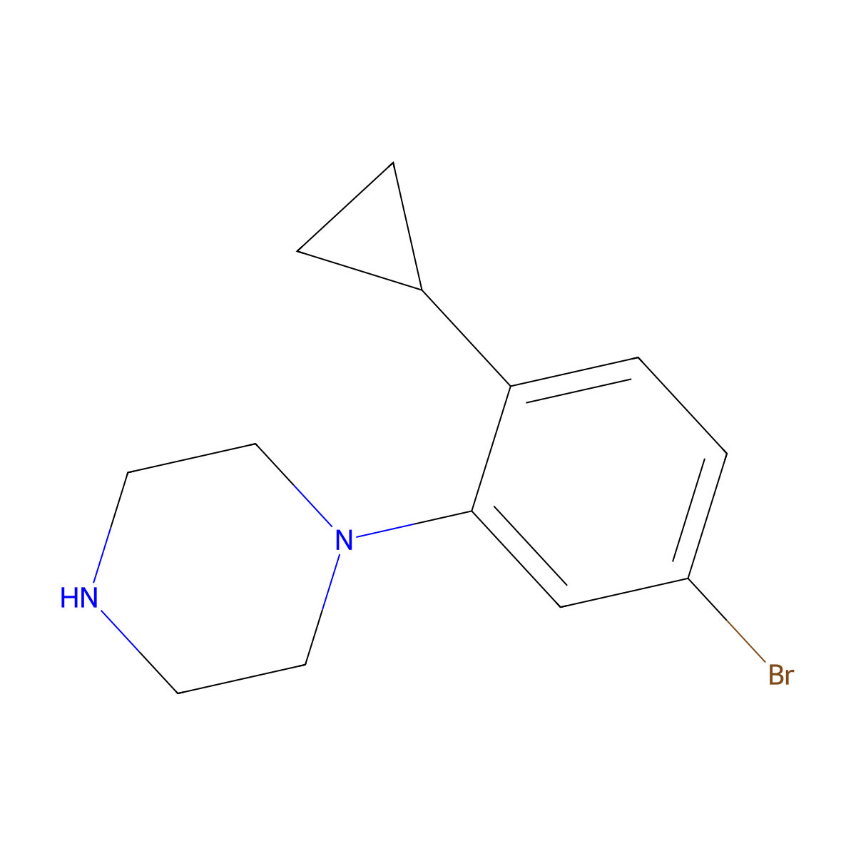 1-(5-Bromo-2-cyclopropylphenyl)piperazine molecular structure, CAS 2222937-23-5
