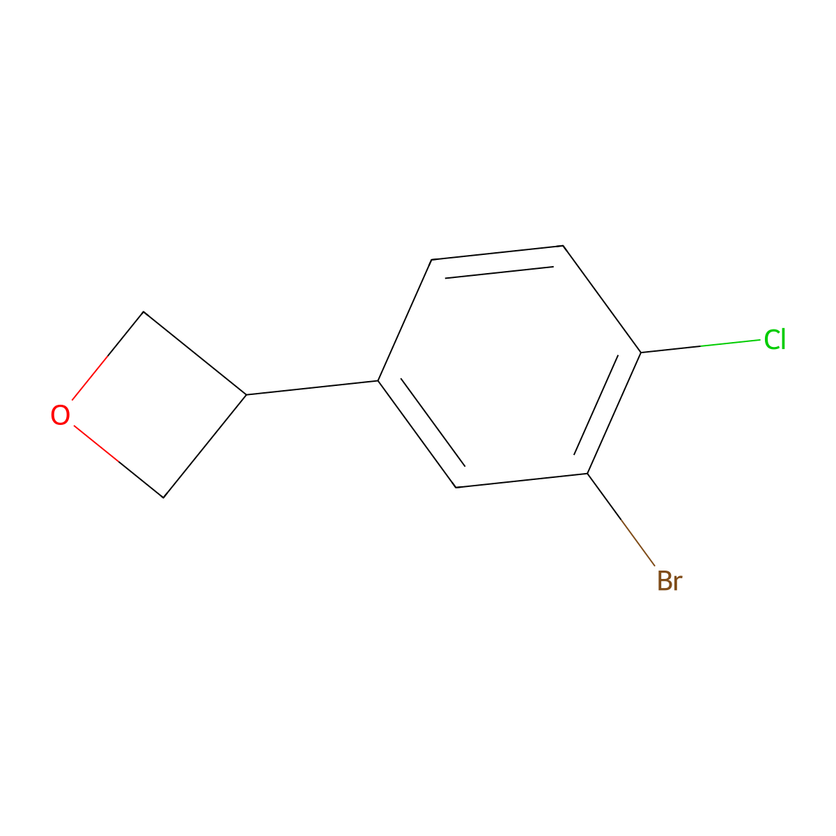 3-(3-Bromo-4-chlorophenyl)oxetane molecular structure, CAS 2222937-28-0