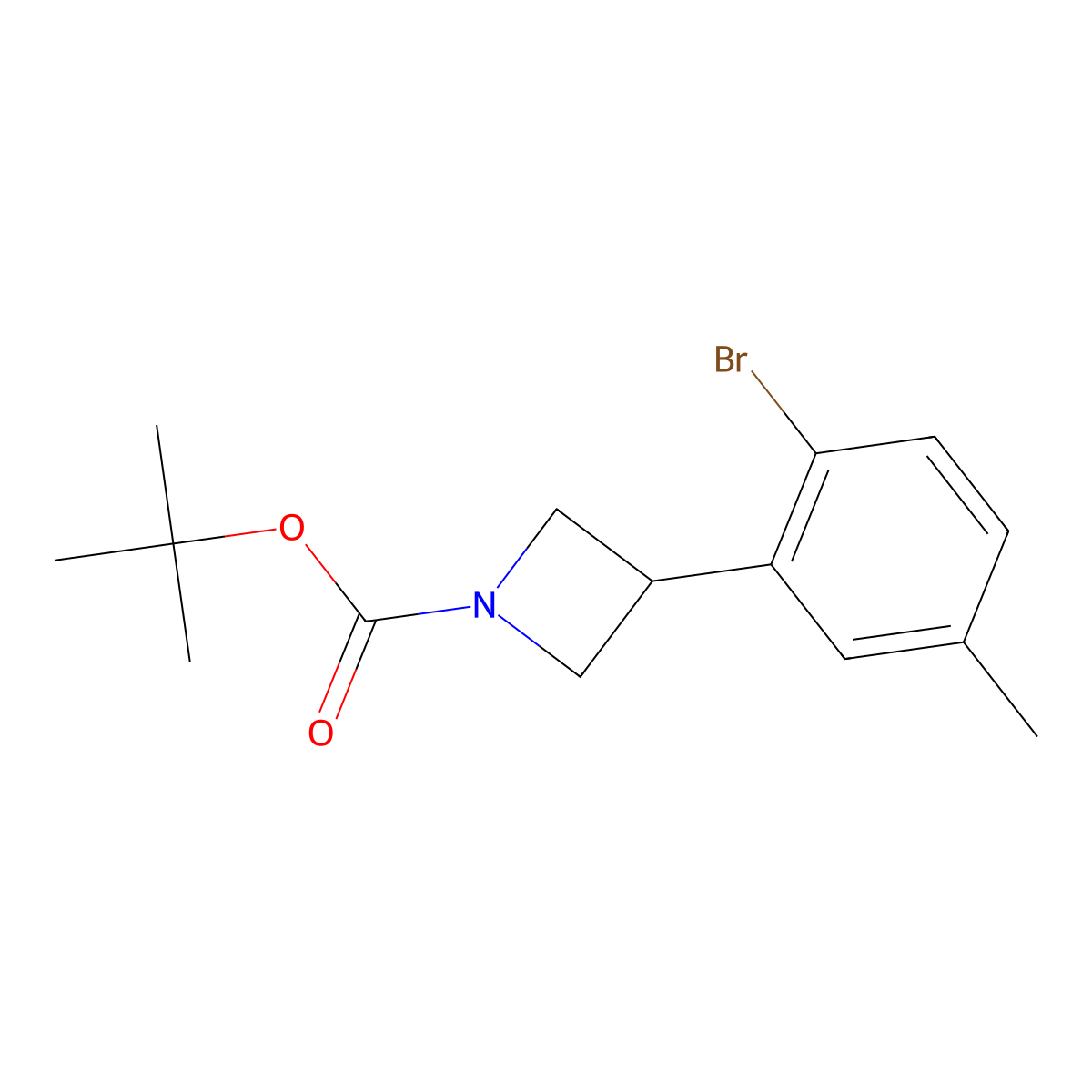 Tert-butyl 3-(2-bromo-5-methylphenyl)azetidine-1-carboxylate molecular structure, CAS 2222937-29-1