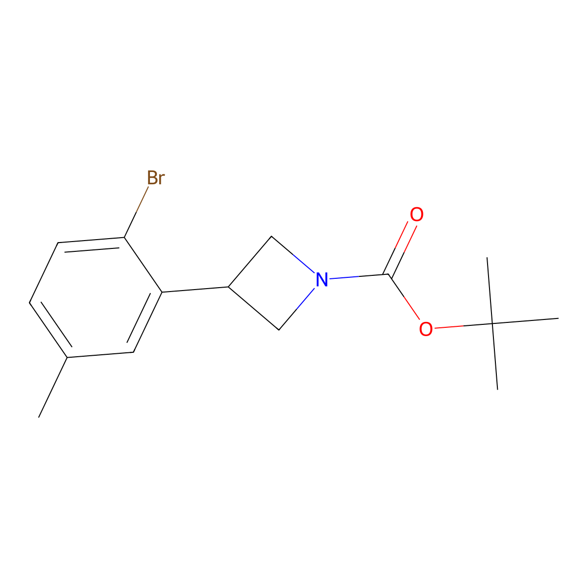 Tert-butyl 3-(2-bromo-5-methylphenyl)azetidine-1-carboxylate molecular structure, CAS 2222937-29-1