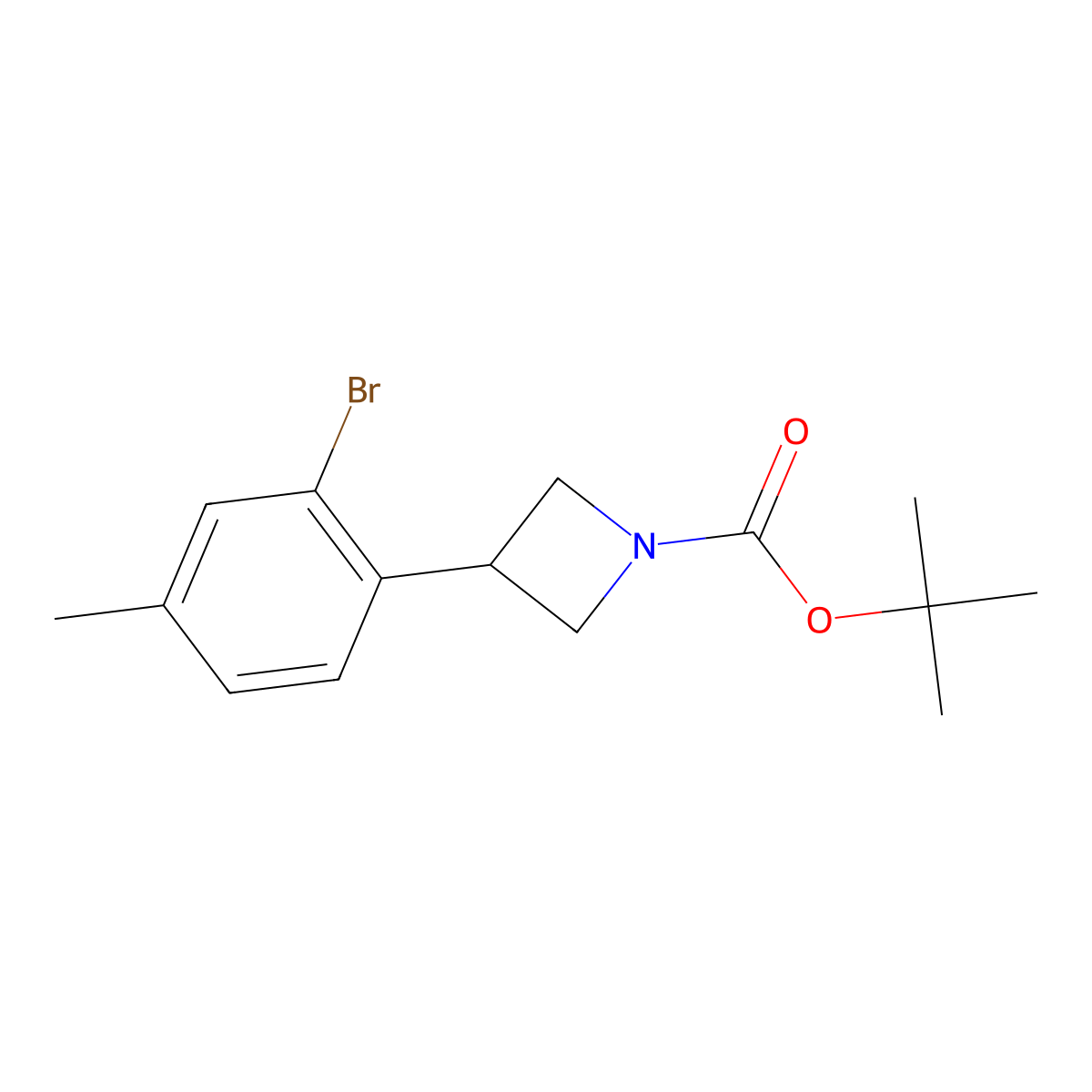 Tert-butyl 3-(2-bromo-4-methylphenyl)azetidine-1-carboxylate molecular structure, CAS 2222937-33-7
