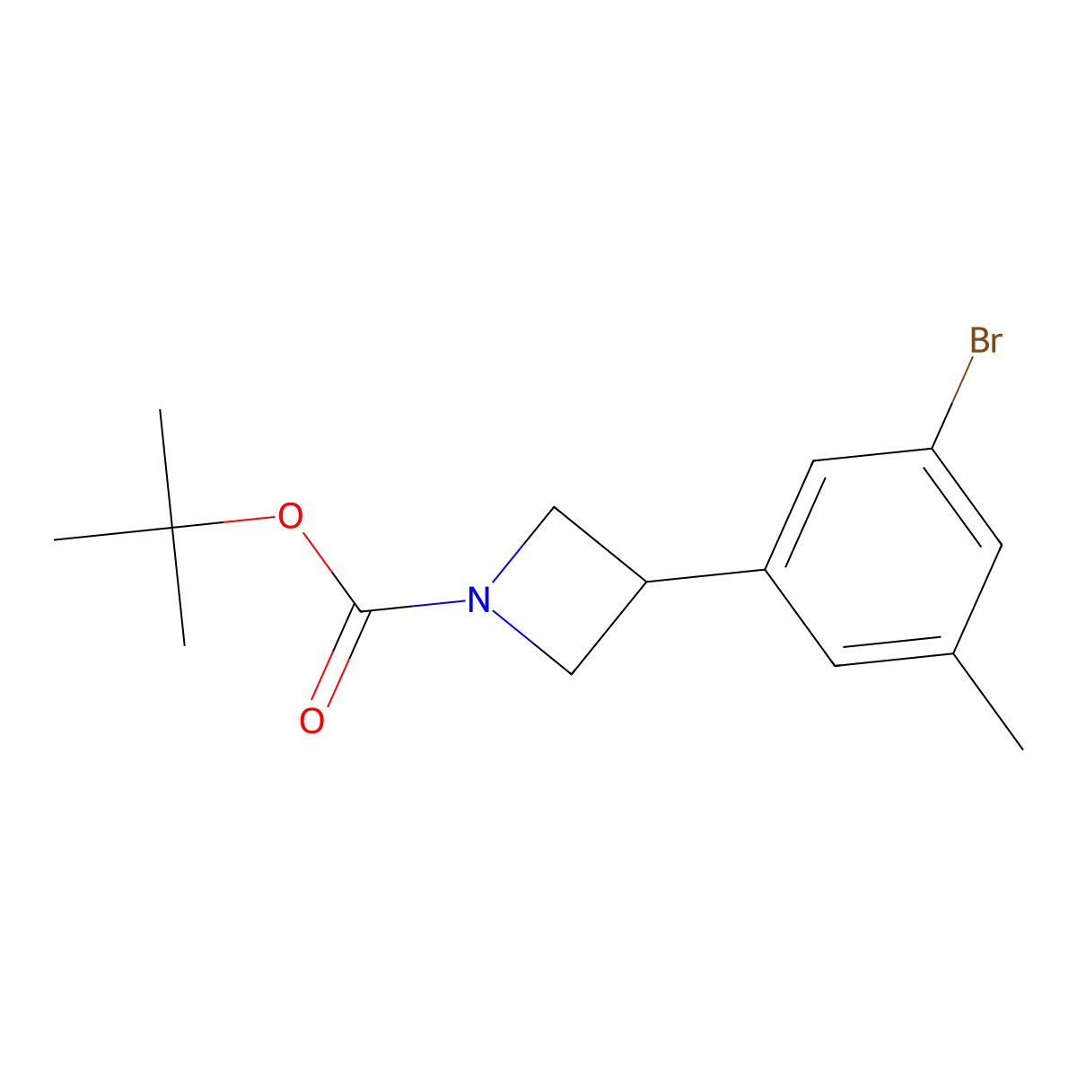 Tert-butyl 3-(3-bromo-5-methylphenyl)azetidine-1-carboxylate molecular structure, CAS 2222937-37-1