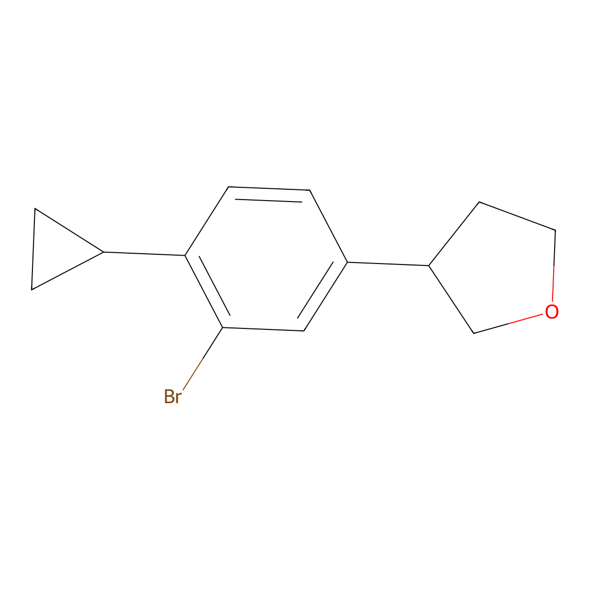 3-(3-Bromo-4-cyclopropylphenyl)tetrahydrofuran molecular structure, CAS 2222937-38-2