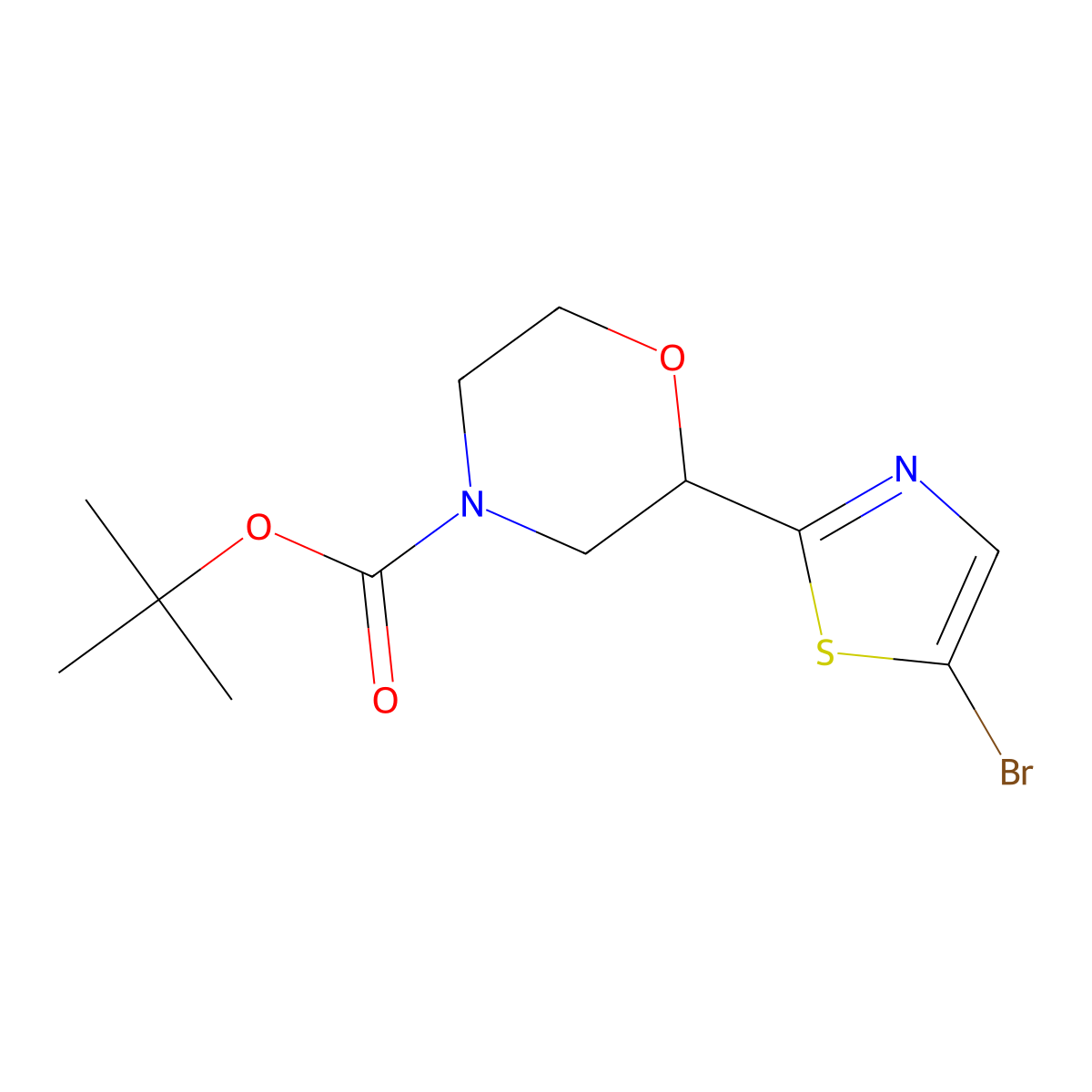 Tert-butyl 2-(5-bromothiazol-2-yl)morpholine-4-carboxylate molecular structure, CAS 2222937-45-1