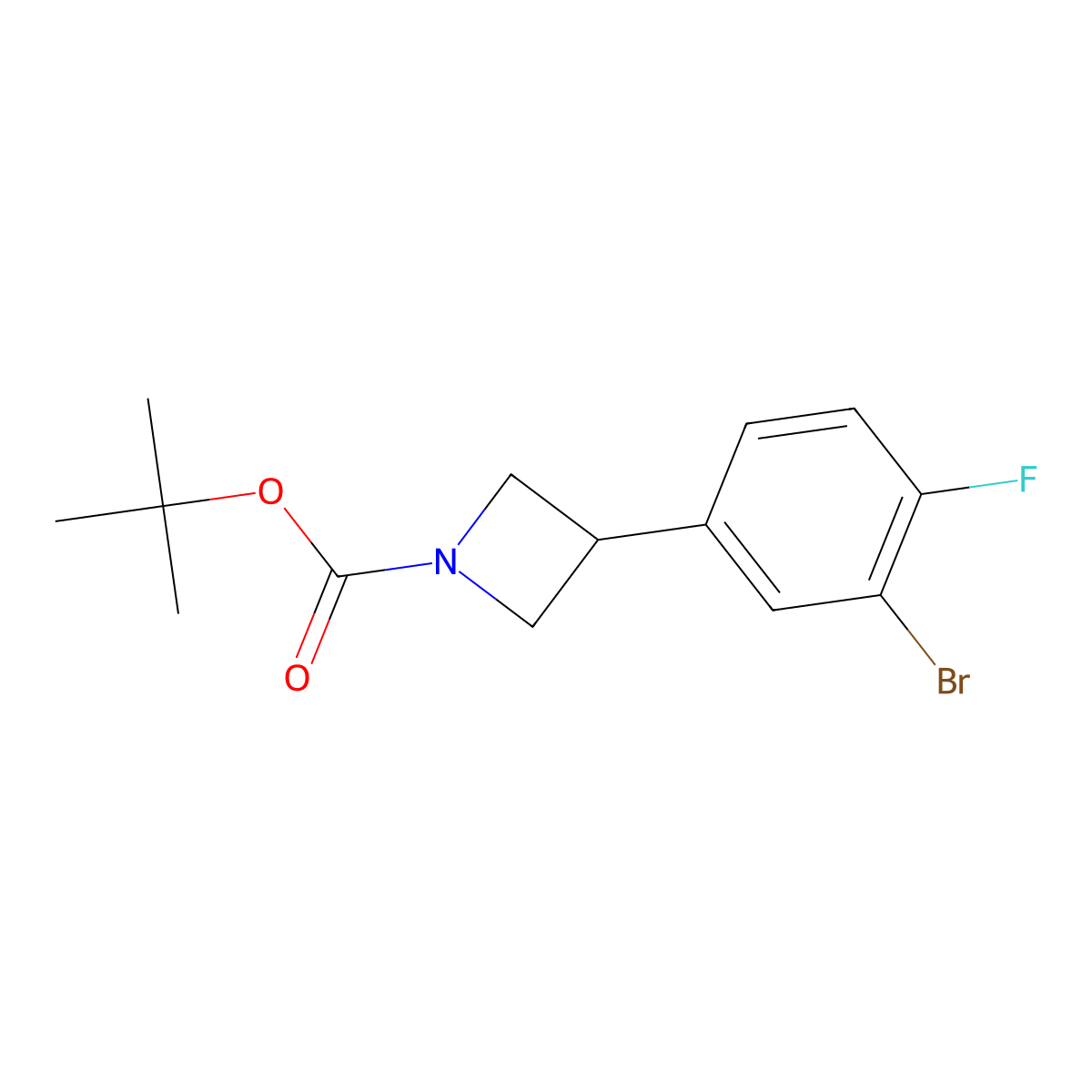 Tert-butyl 3-(3-bromo-4-fluorophenyl)azetidine-1-carboxylate molecular structure, CAS 2222937-48-4