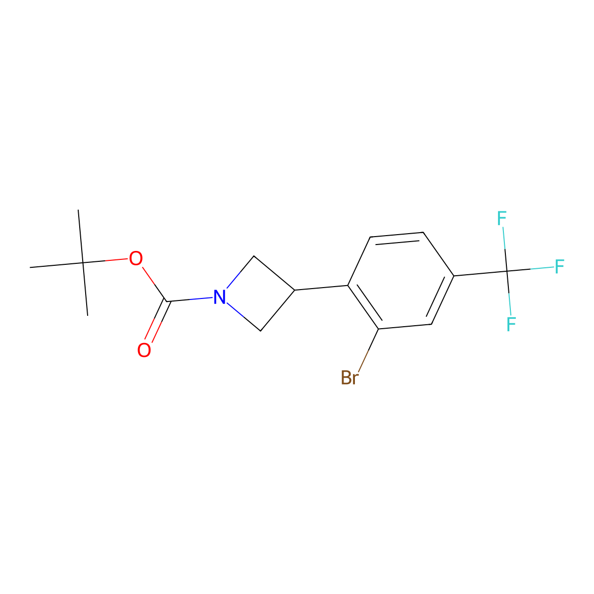Tert-butyl 3-(2-bromo-4-(trifluoromethyl)phenyl)azetidine-1-carboxylate molecular structure, CAS 2222937-51-9