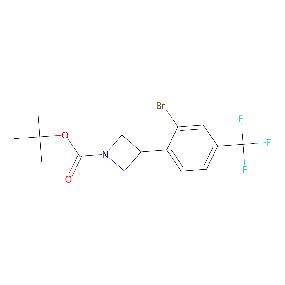 Tert-butyl 3-(2-bromo-4-(trifluoromethyl)phenyl)azetidine-1-carboxylate molecular structure, CAS 2222937-51-9