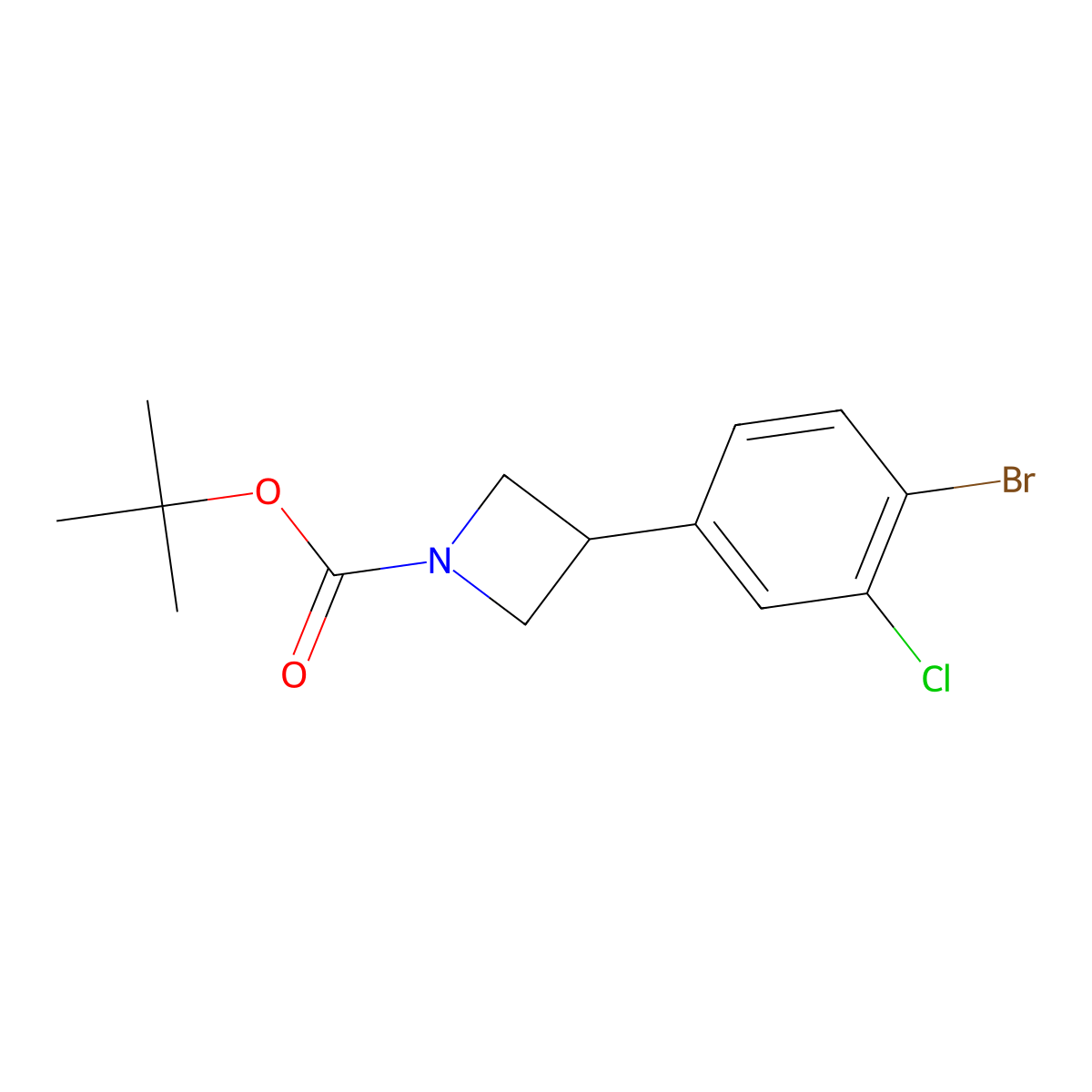 Tert-butyl 3-(4-bromo-3-chlorophenyl)azetidine-1-carboxylate molecular structure, CAS 2222937-56-4