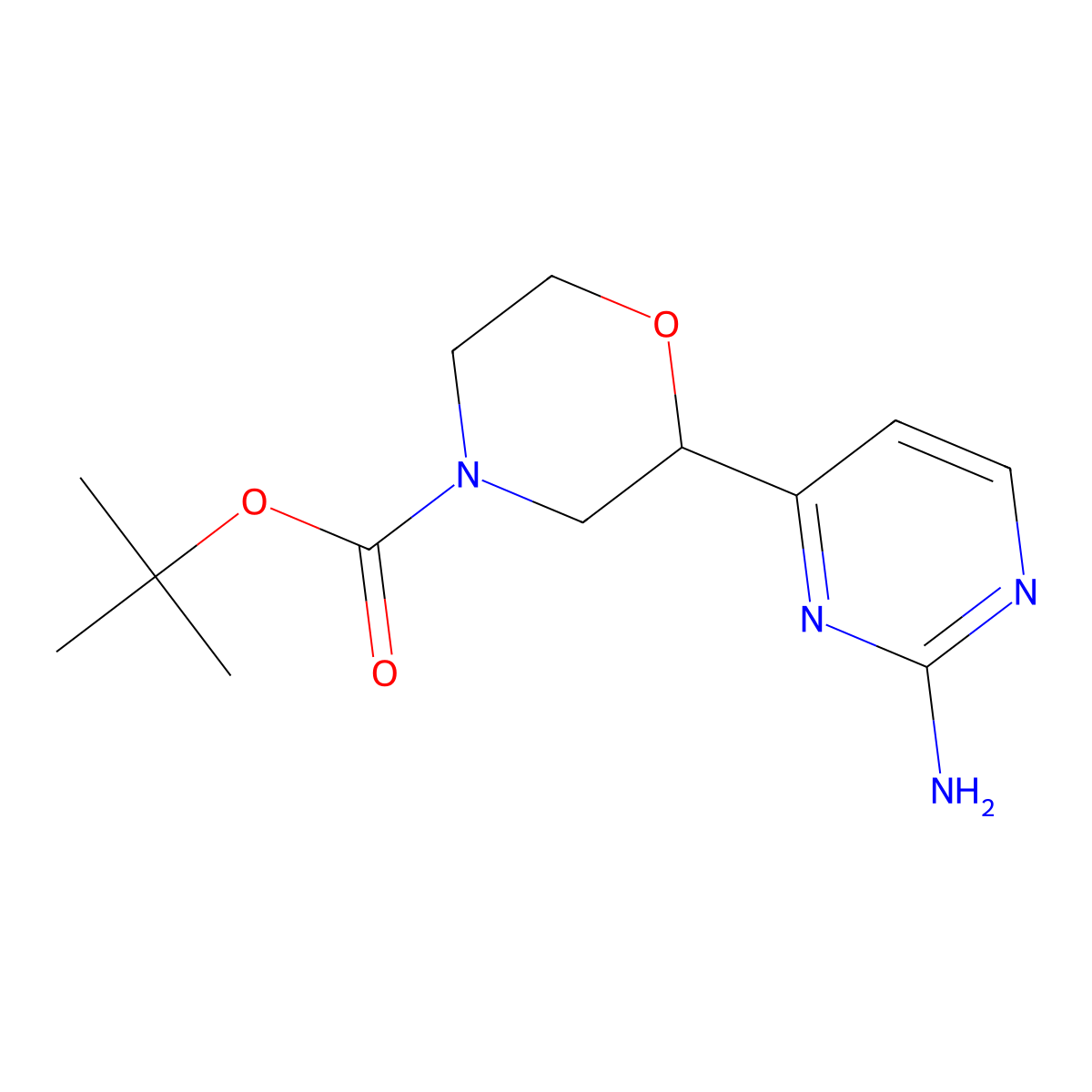 Tert-butyl 2-(2-aminopyrimidin-4-yl)morpholine-4-carboxylate molecular structure, CAS 2222937-59-7