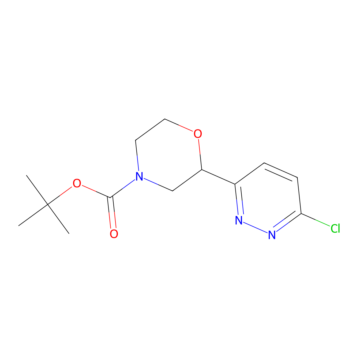 Tert-butyl 2-(6-chloropyridazin-3-yl)morpholine-4-carboxylate molecular structure, CAS 2222937-63-3