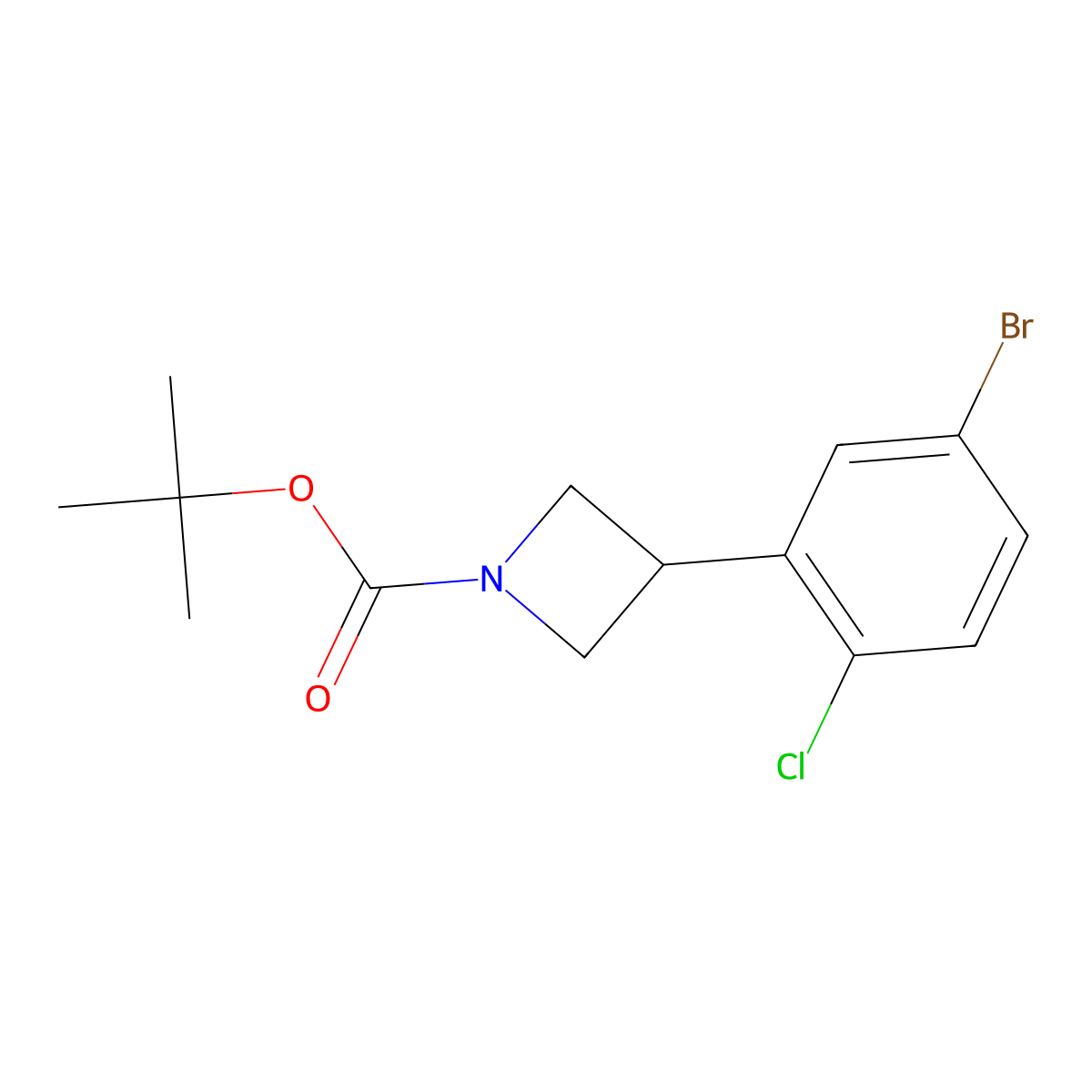 Tert-butyl 3-(5-bromo-2-chlorophenyl)azetidine-1-carboxylate molecular structure, CAS 2222937-64-4