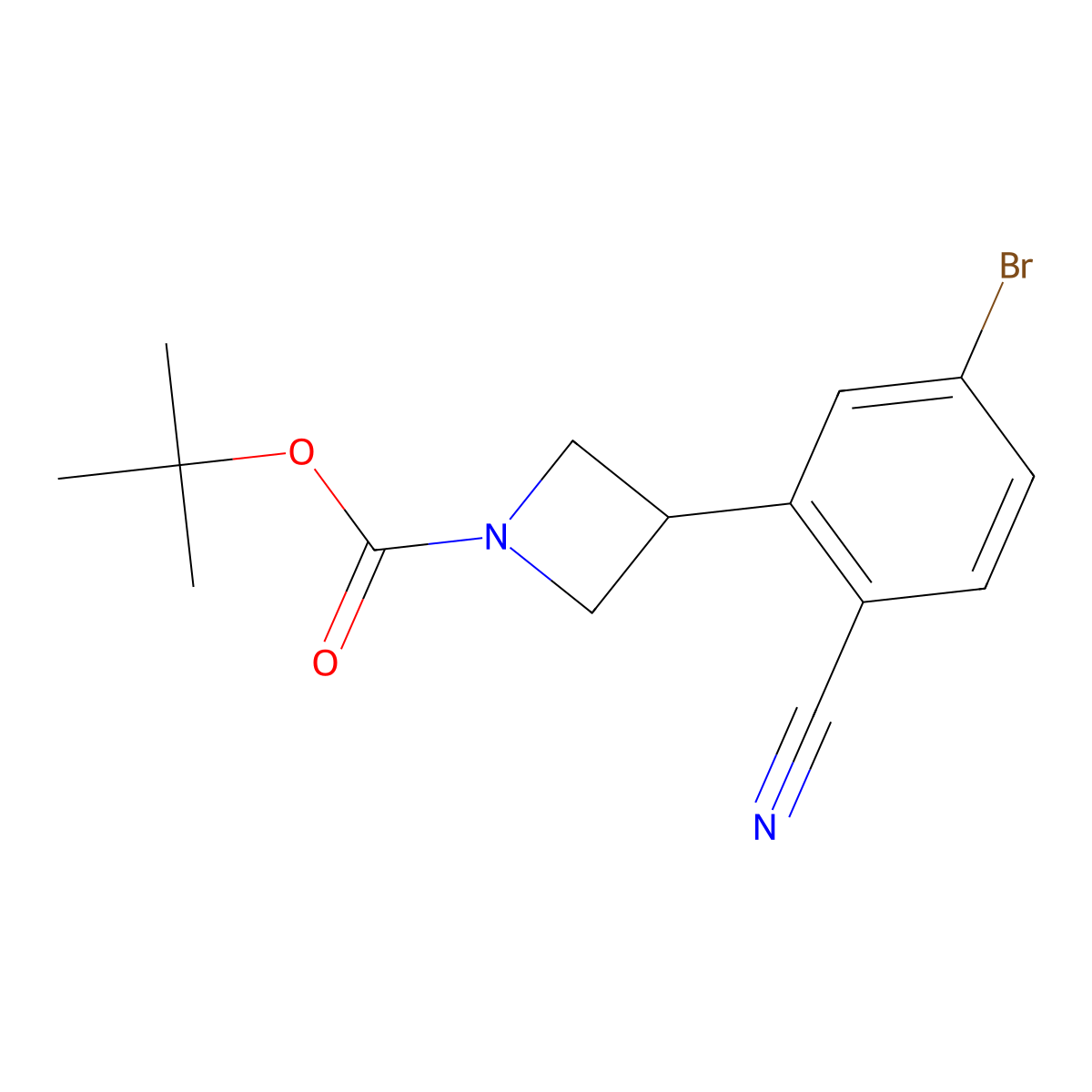 Tert-butyl 3-(5-bromo-2-cyanophenyl)azetidine-1-carboxylate molecular structure, CAS 2222937-68-8