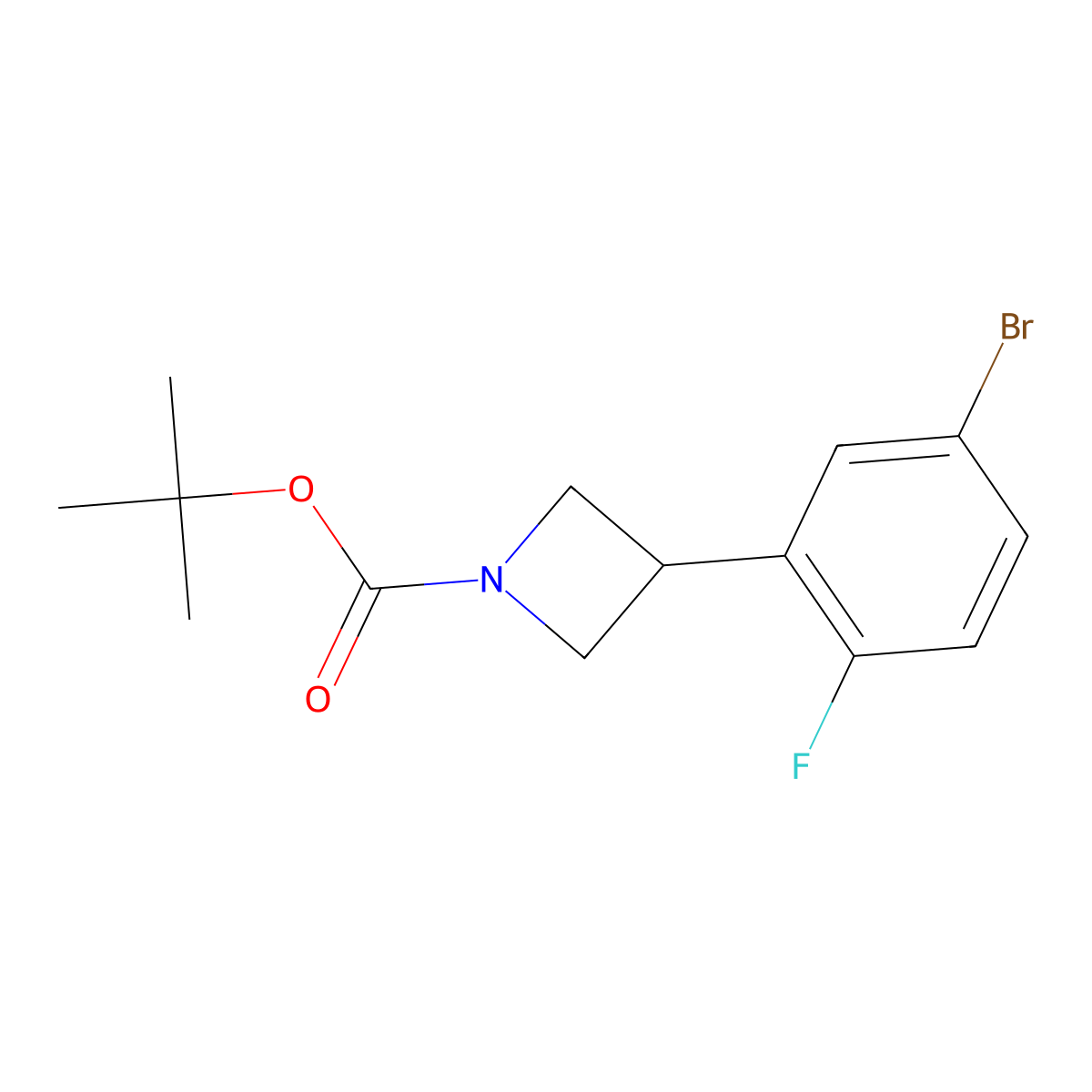 Tert-butyl 3-(5-bromo-2-fluorophenyl)azetidine-1-carboxylate molecular structure, CAS 2222937-70-2