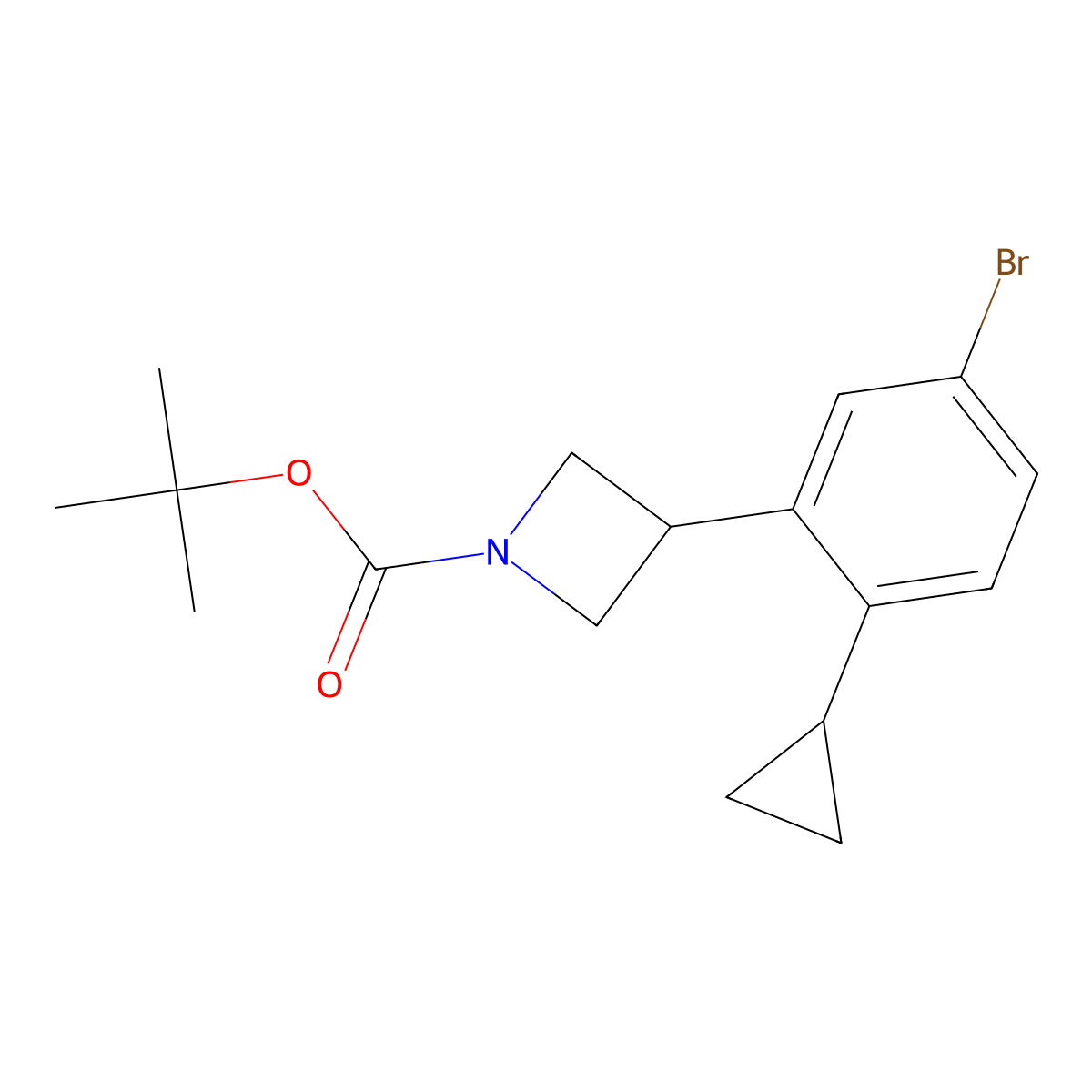 Tert-butyl 3-(5-bromo-2-cyclopropylphenyl)azetidine-1-carboxylate molecular structure, CAS 2222937-71-3