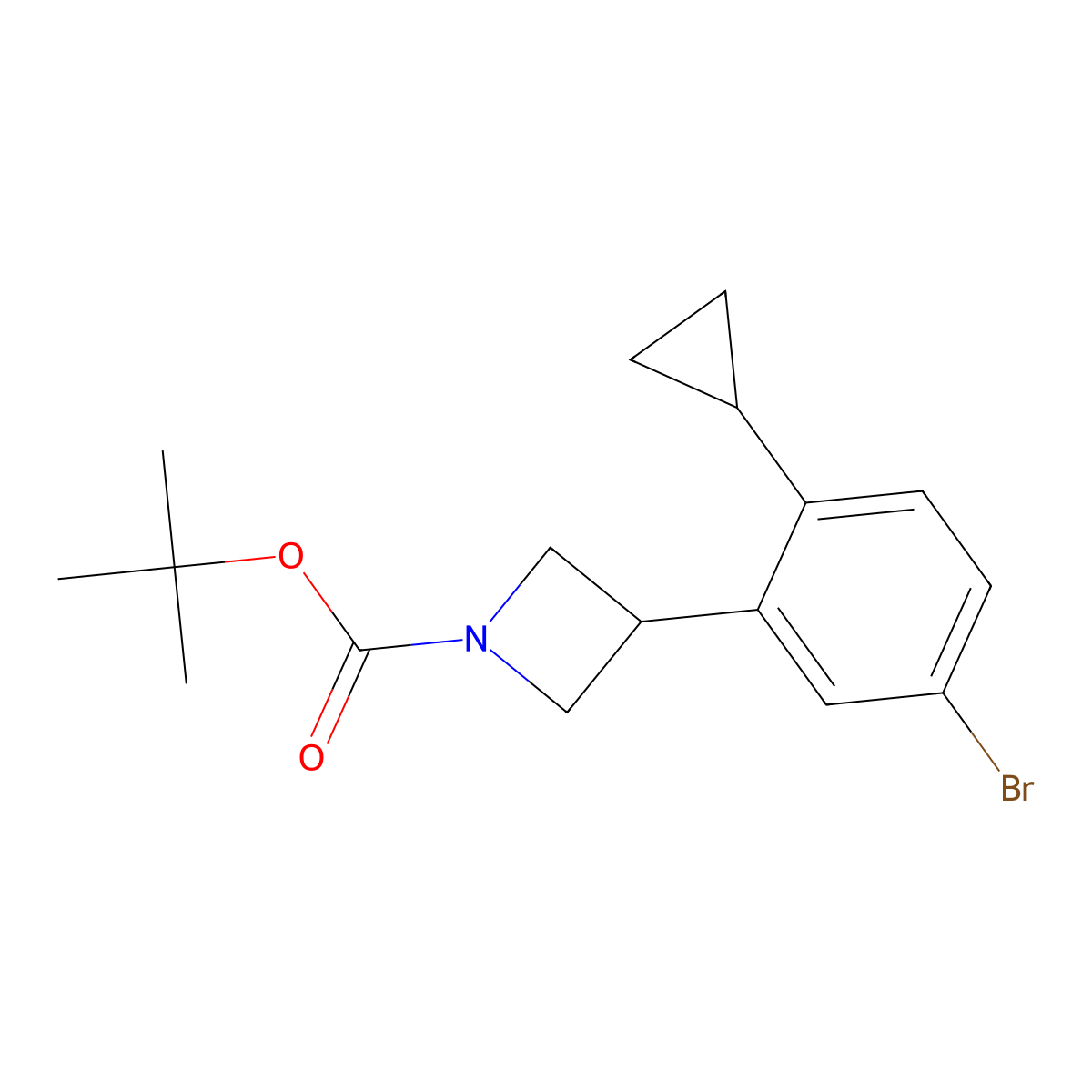 Tert-butyl 3-(5-bromo-2-cyclopropylphenyl)azetidine-1-carboxylate molecular structure, CAS 2222937-71-3