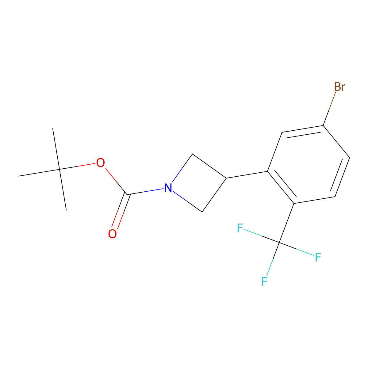 Tert-butyl 3-(5-bromo-2-(trifluoromethyl)phenyl)azetidine-1-carboxylate molecular structure, CAS 2222937-73-5